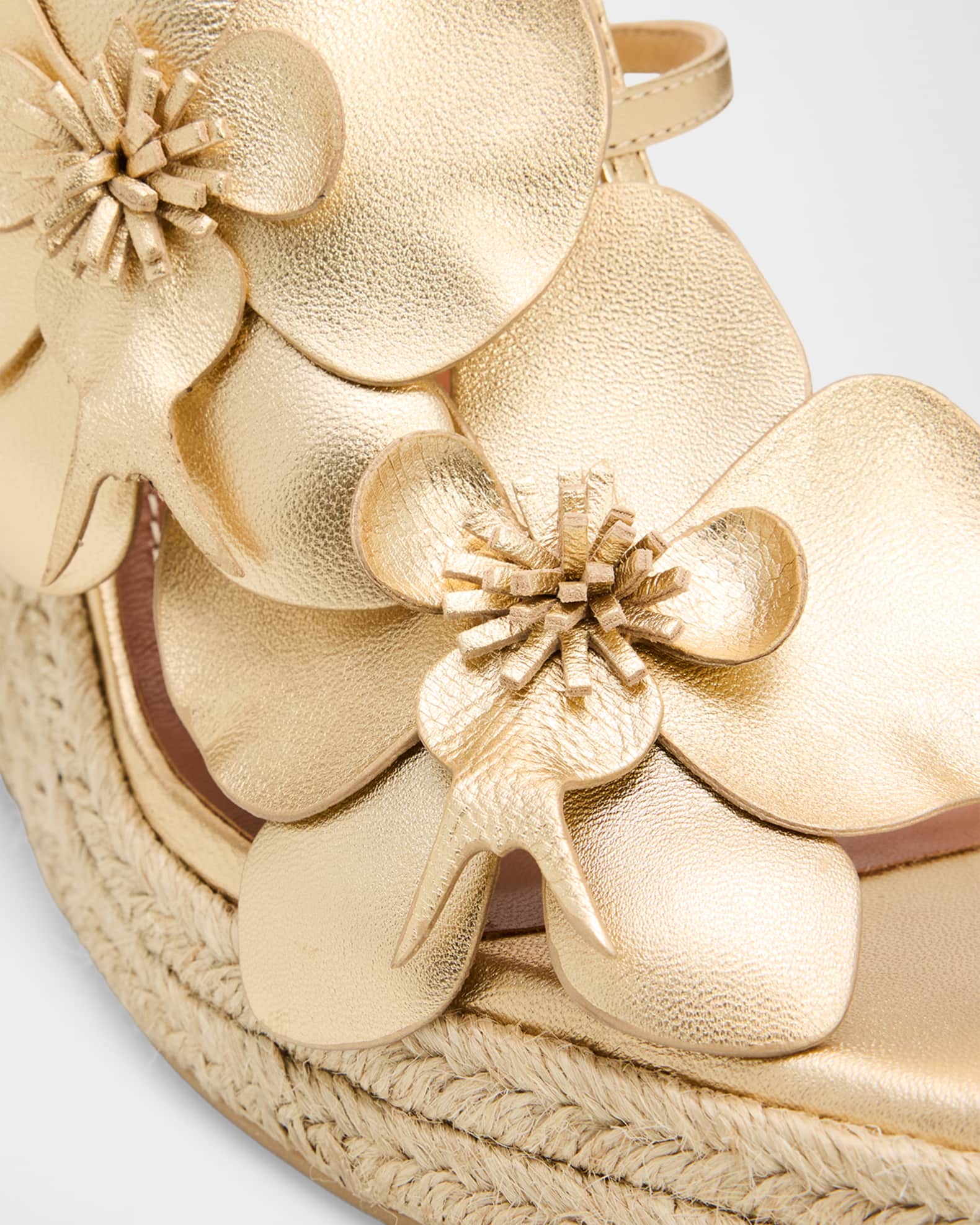Zimmermann 110mm Orchid Metallic Leather Espadrille Wedge Sandals