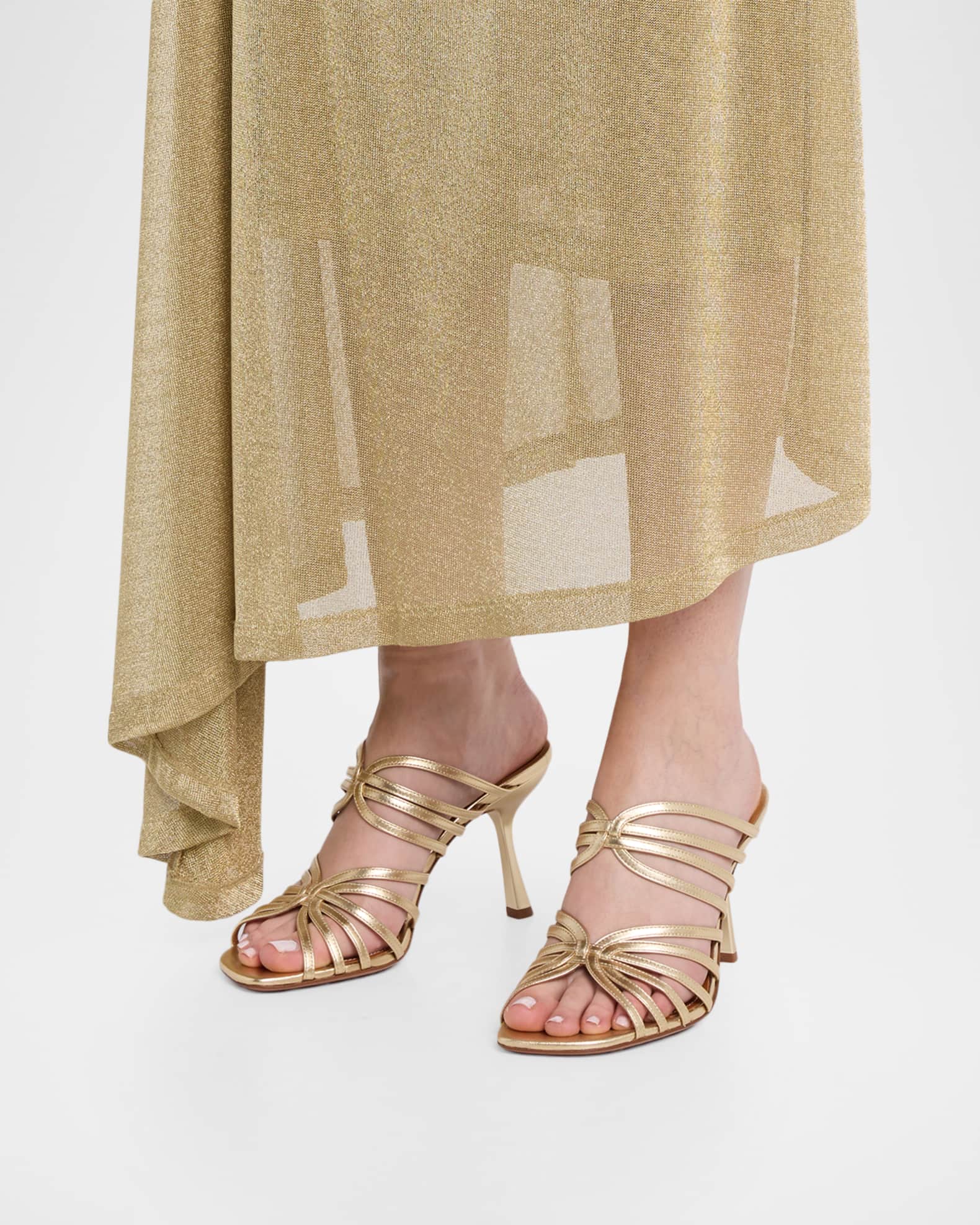 Aura Metallic Leather Strappy Mule Sandals | Neiman Marcus