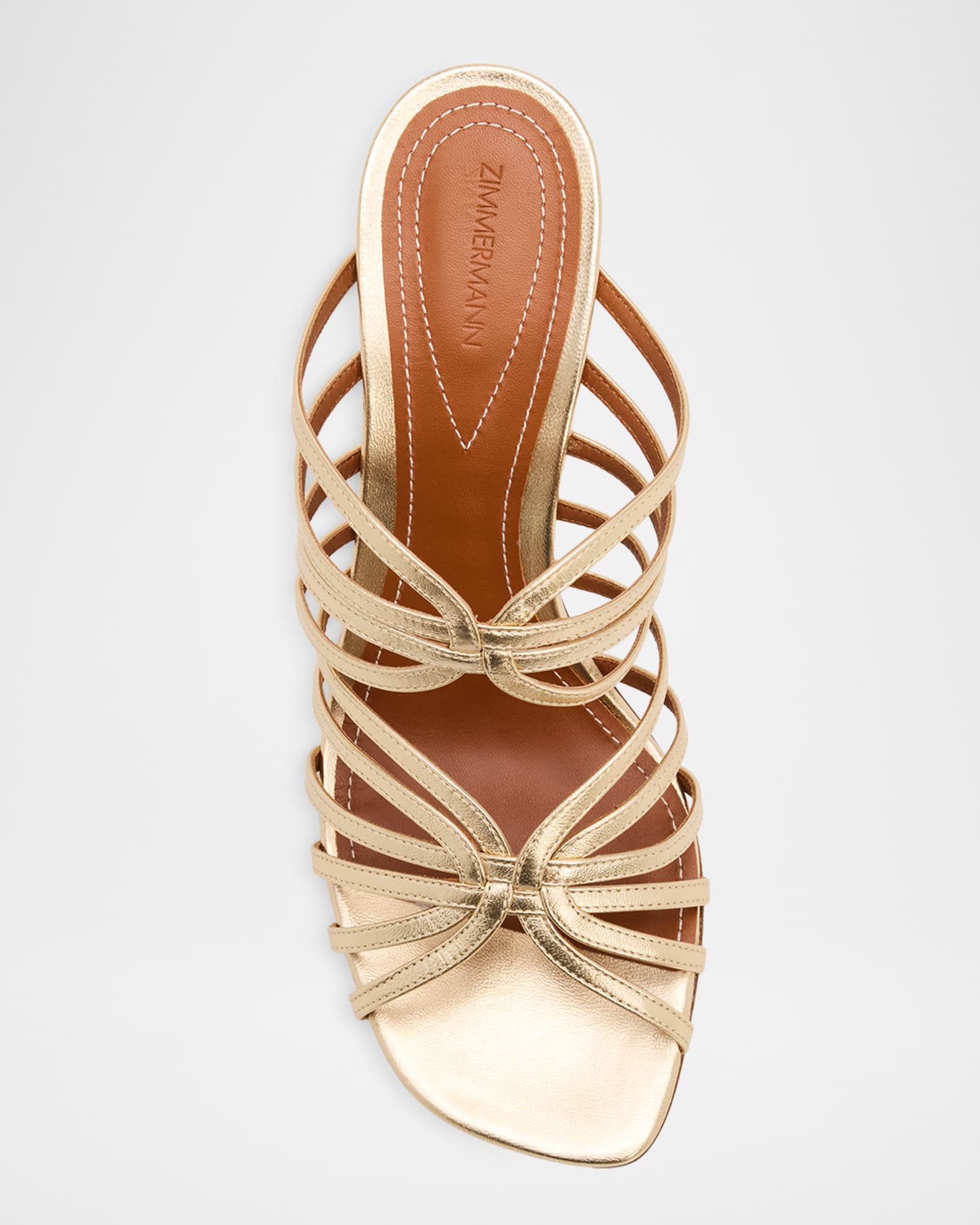 Aura Metallic Leather Strappy Mule Sandals | Neiman Marcus