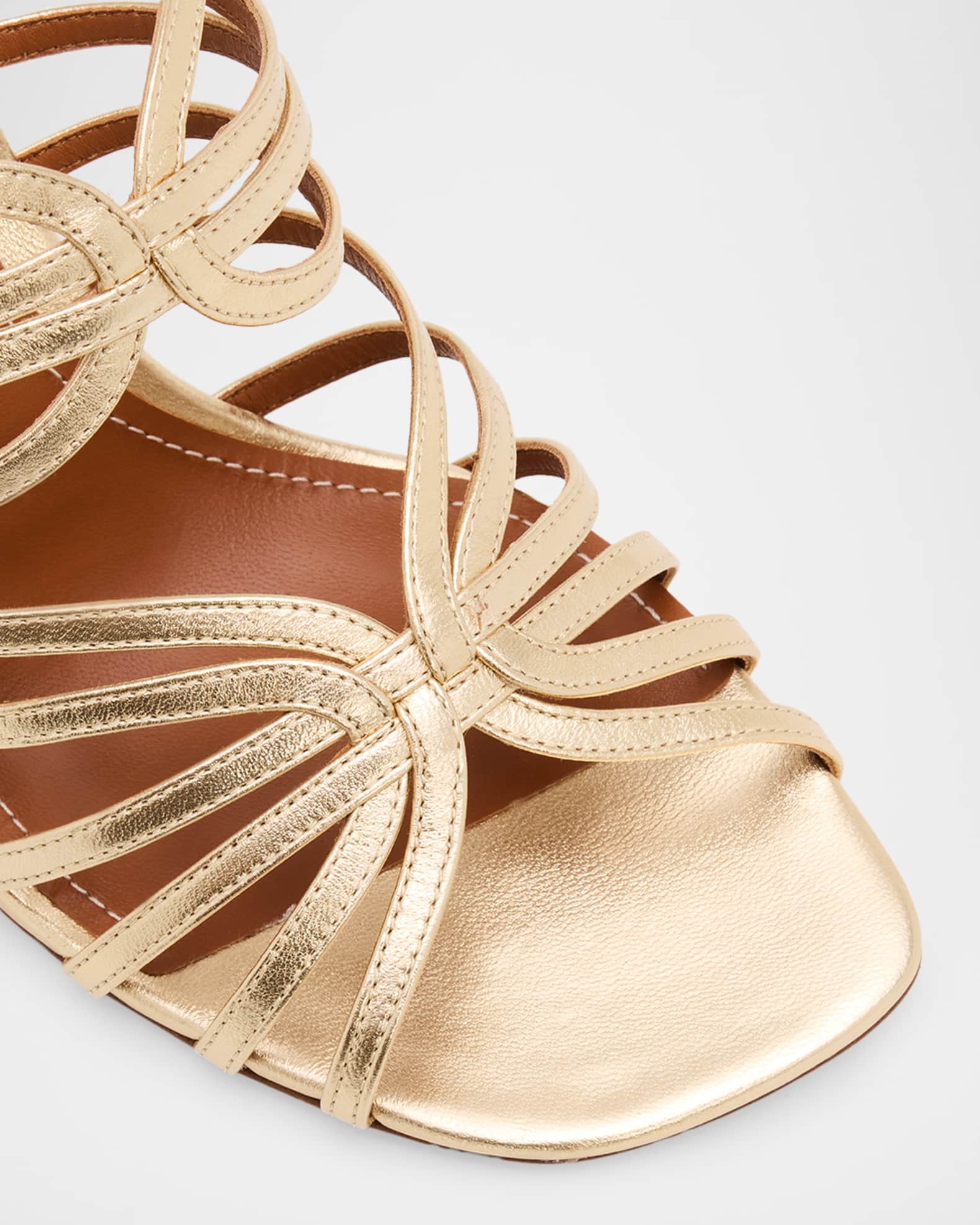エマ Aura Metallic Leather Strappy Mule Sandals | Neiman Marcus