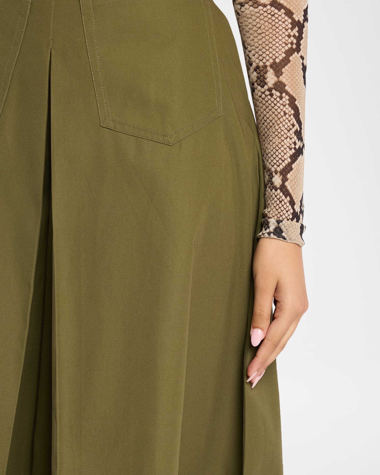 ZANKOV Louise Pleated Cotton A-Line Skirt | Neiman Marcus