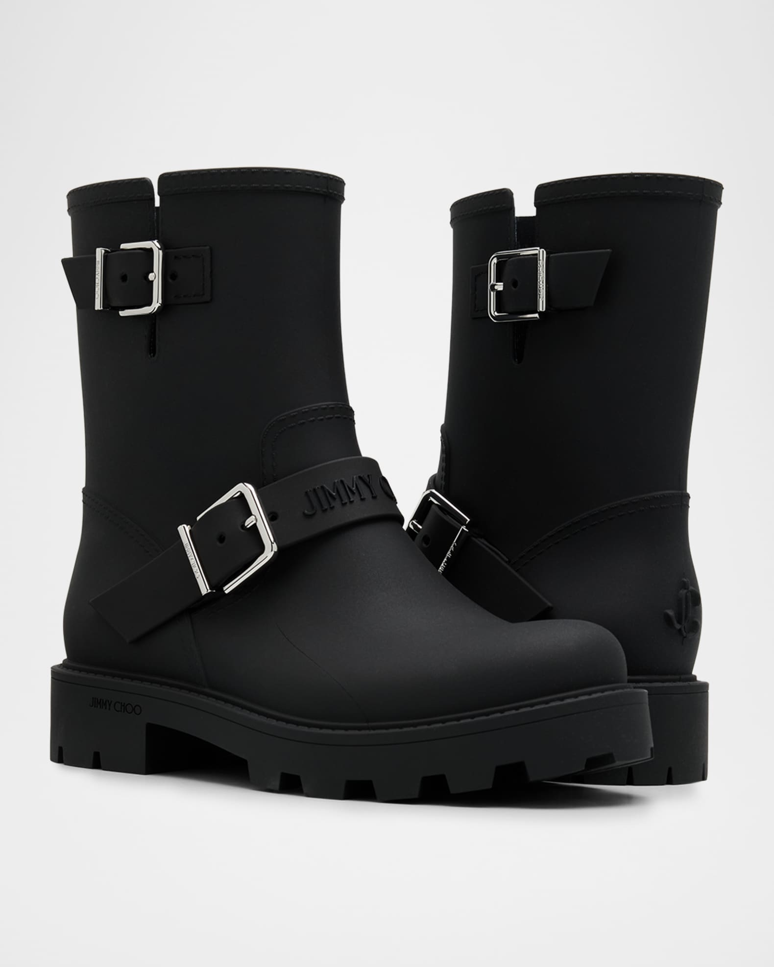 Jimmy Choo Biker TPU Mid-Calf Rain Boots | Neiman Marcus