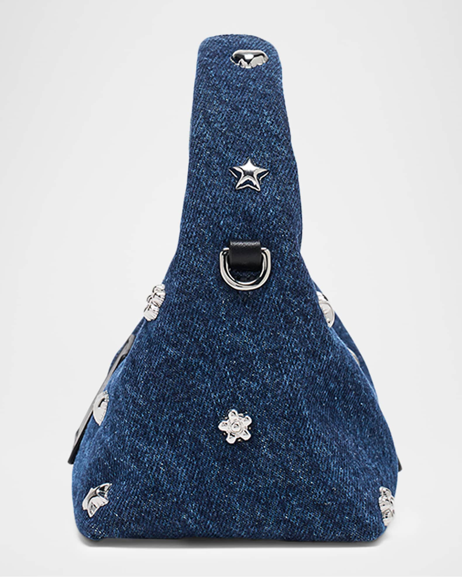 Marc Jacobs The Mini Icon Stud Denim Micro Crossbody Sack Bag