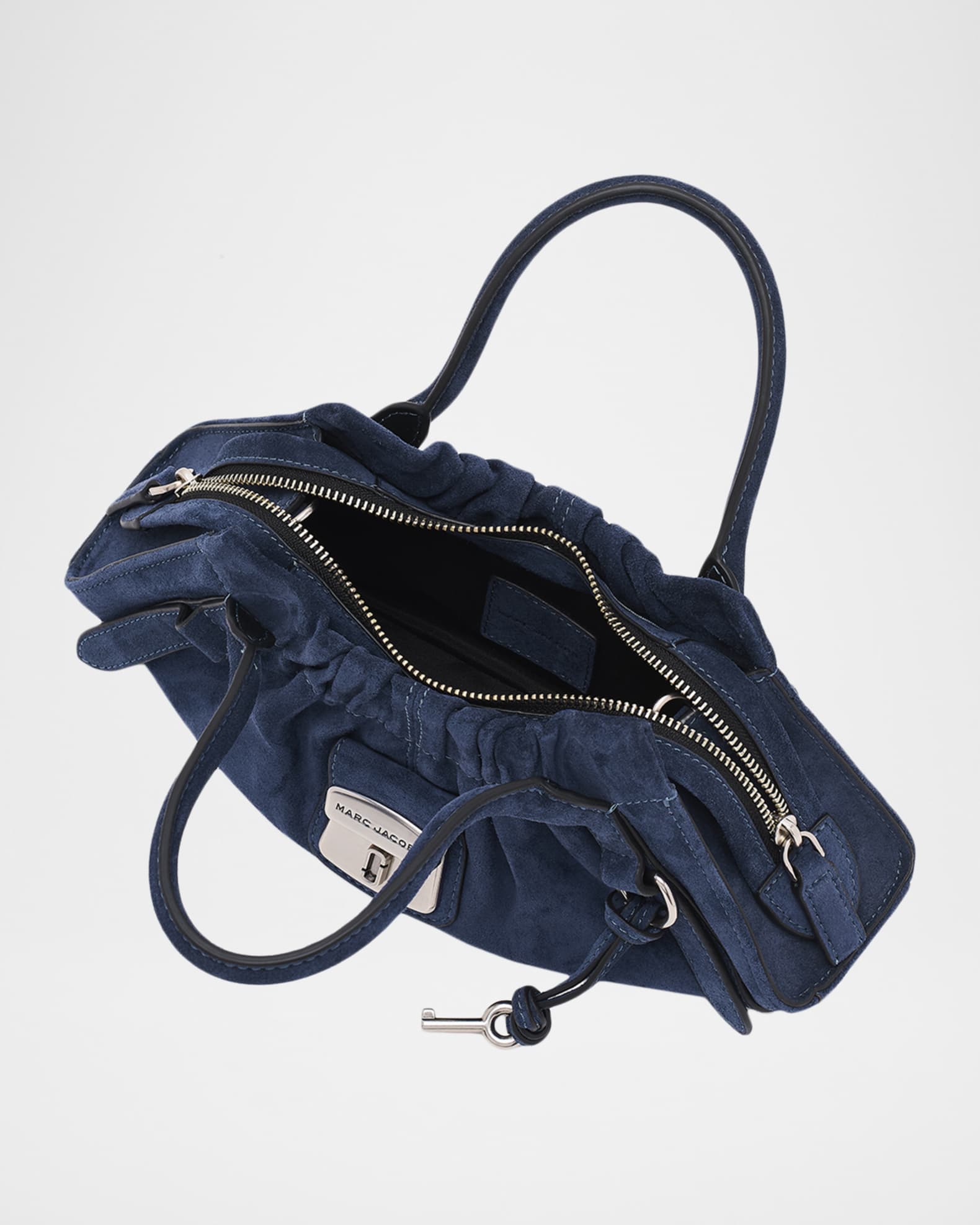 Marc Jacobs The Cristina Small Ruched Suede Satchel Shoulder Bag