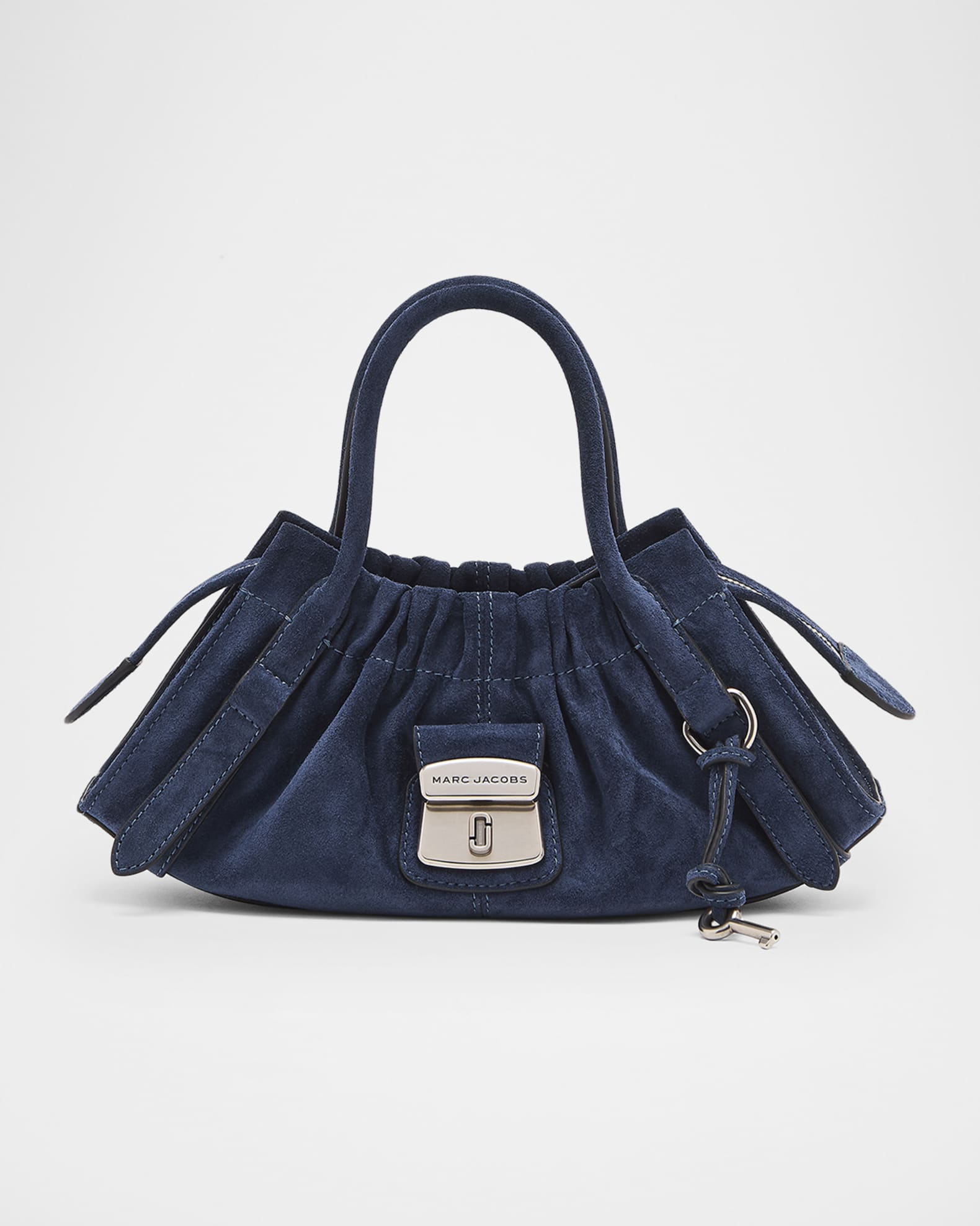 Marc Jacobs The Cristina Small Ruched Suede Satchel Shoulder Bag