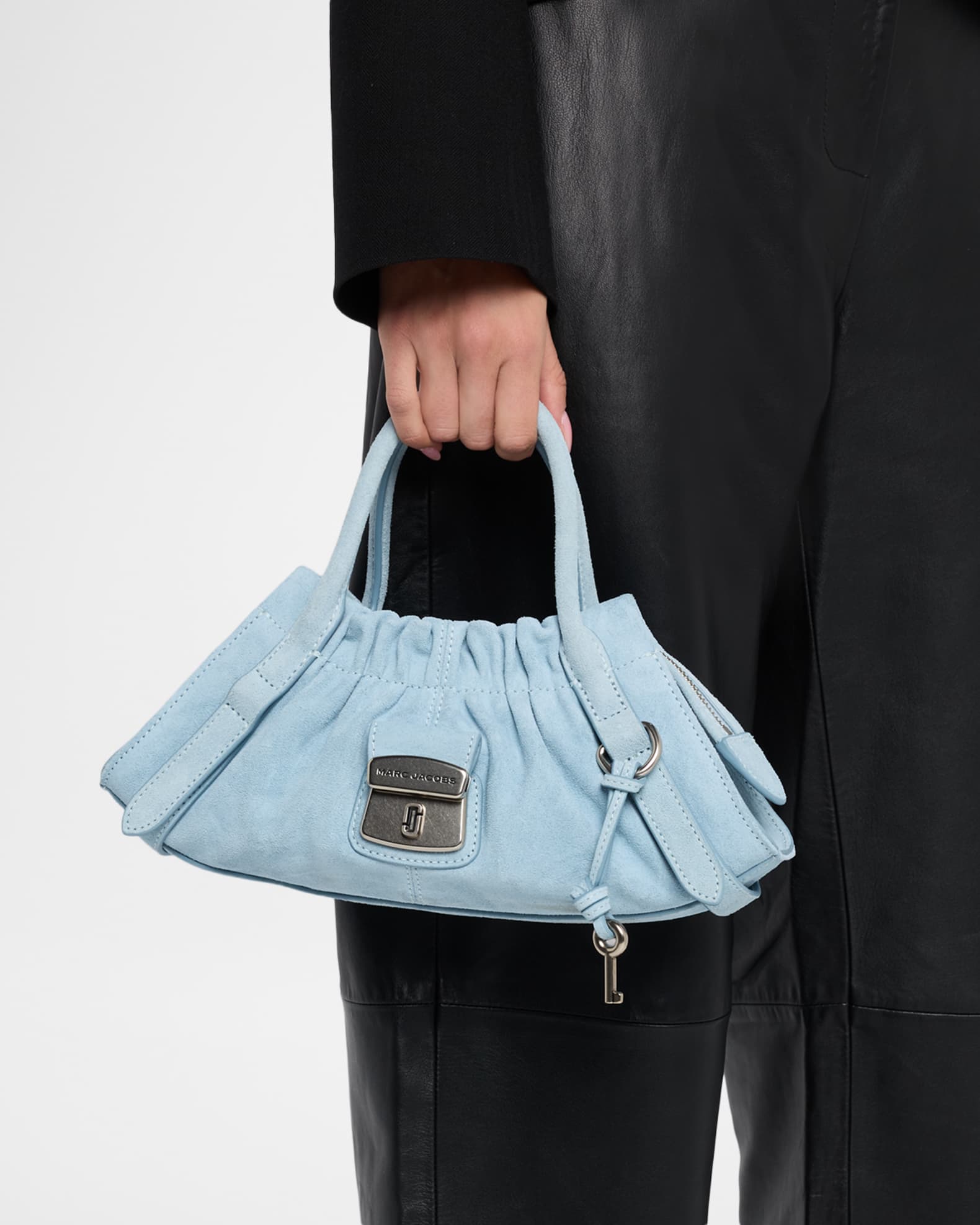 Marc Jacobs The Cristina Small Ruched Suede Satchel Shoulder Bag