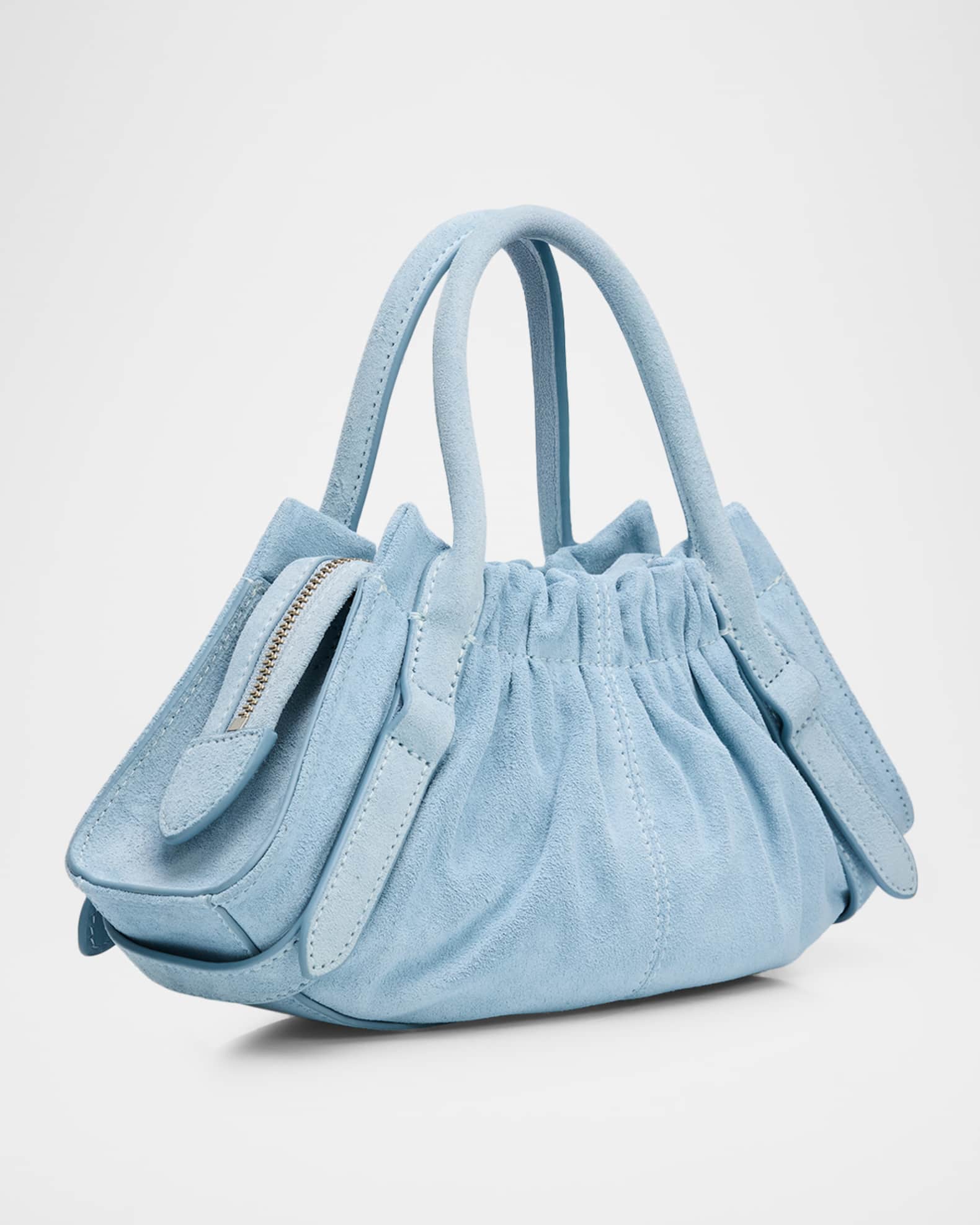 Marc Jacobs The Cristina Small Ruched Suede Satchel Shoulder Bag