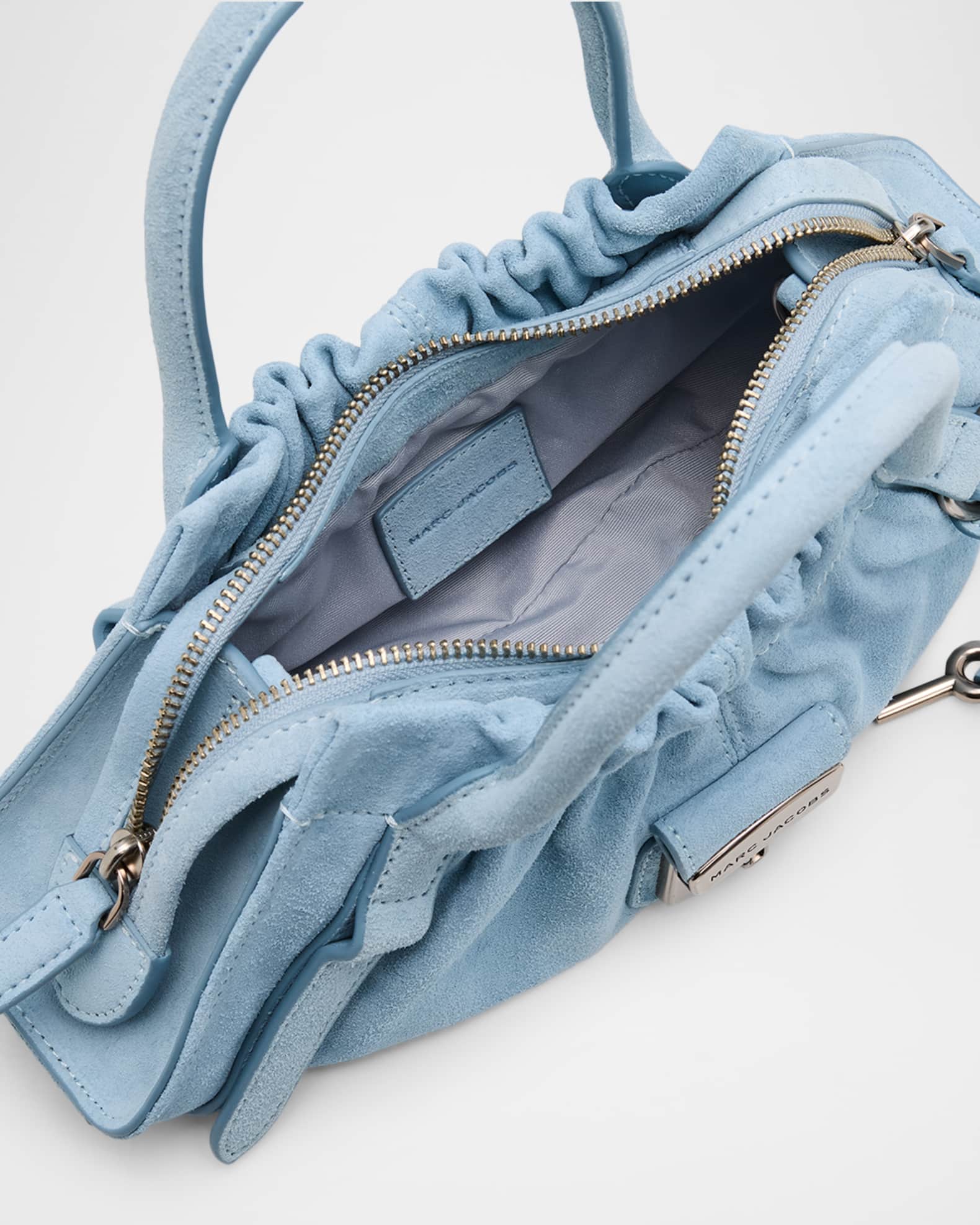 Marc Jacobs The Cristina Small Ruched Suede Satchel Shoulder Bag