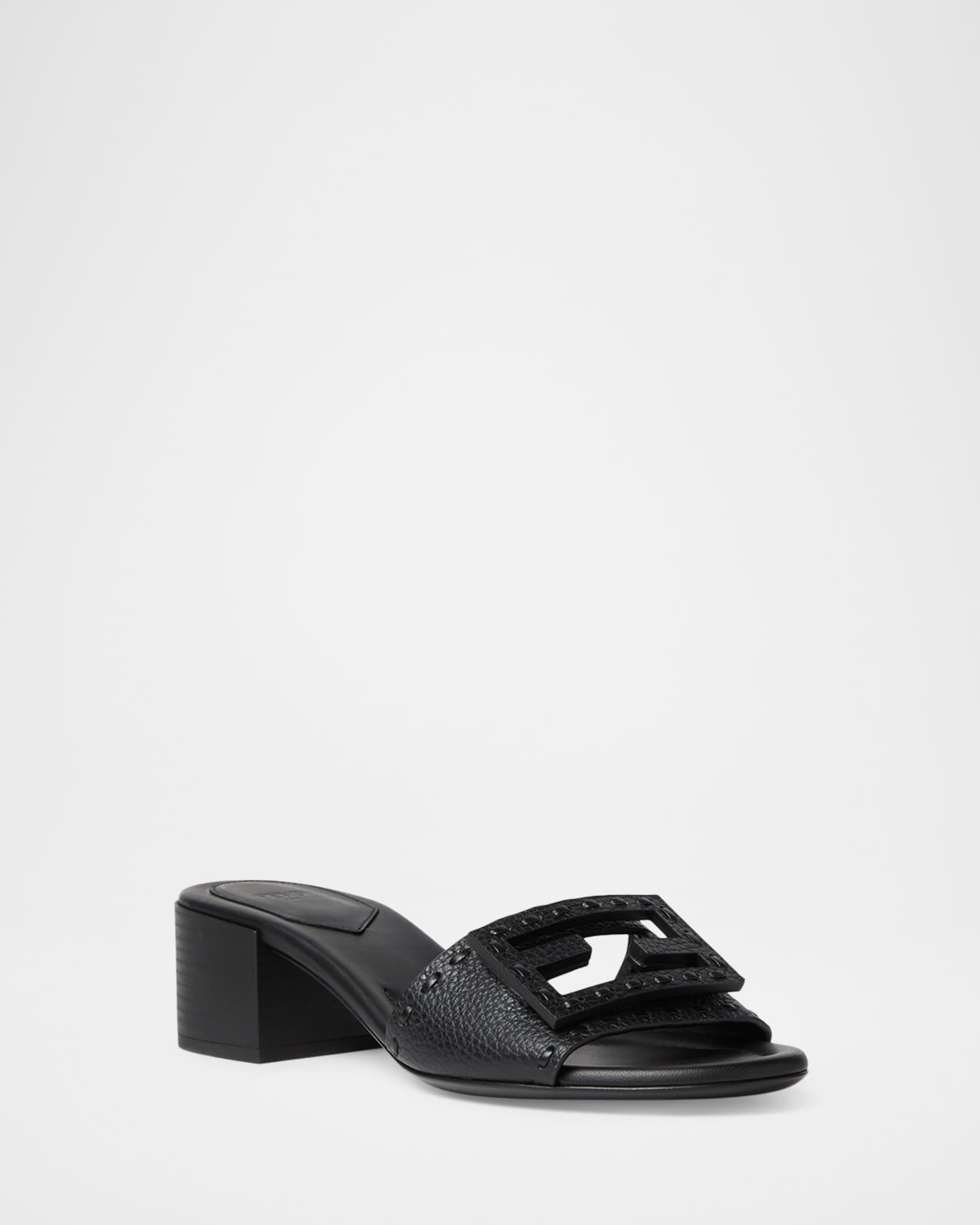Fndiページ 45mm FF Baguette Vitello Leather Slide Sandals | Neiman Marcus