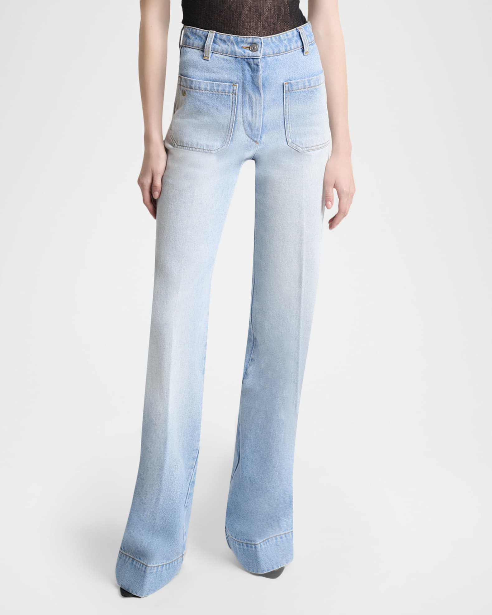 Victoria Beckham Alina Front Pocket Flare Jeans | Neiman Marcus