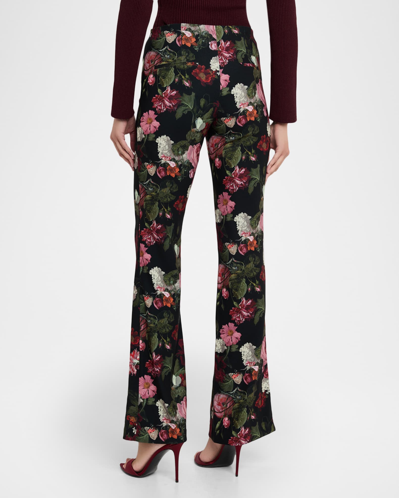 ALICE + OLIVIA Teeny Floral Bootcut Pants | Neiman Marcus