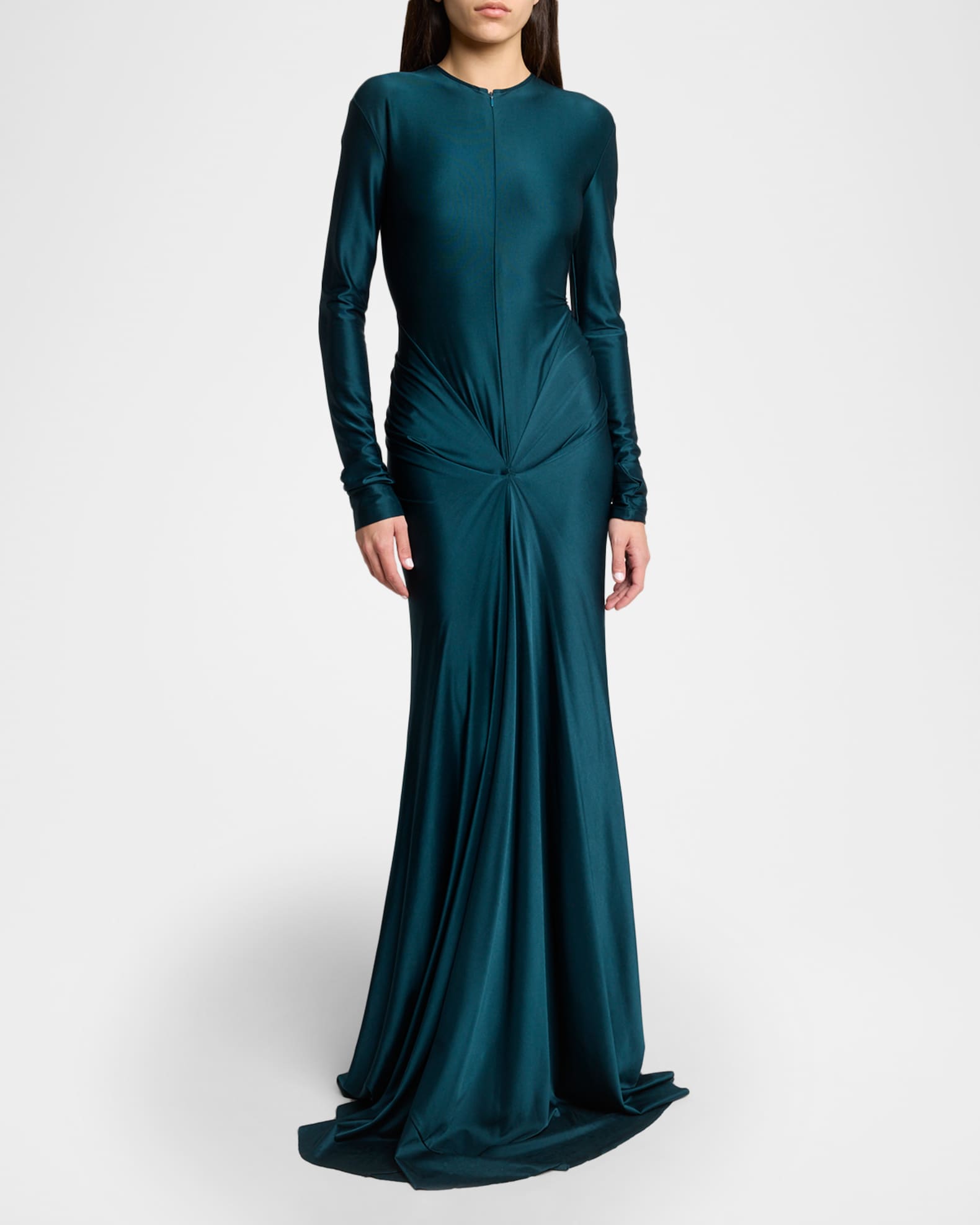 Victoria Beckham Twisted Cutout Long-Sleeve Gown | Neiman Marcus