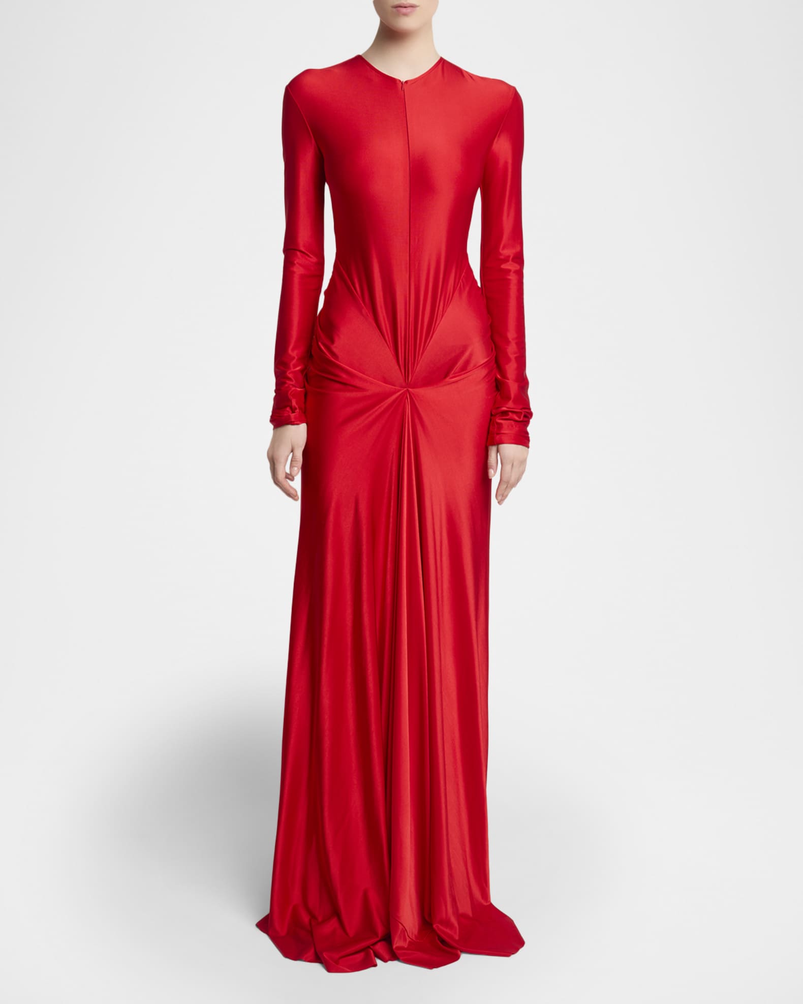 neiman marcus red dress formal party prom gown size 6 or small new with tag Red Twisted Cutout Long-Sleeve Gown