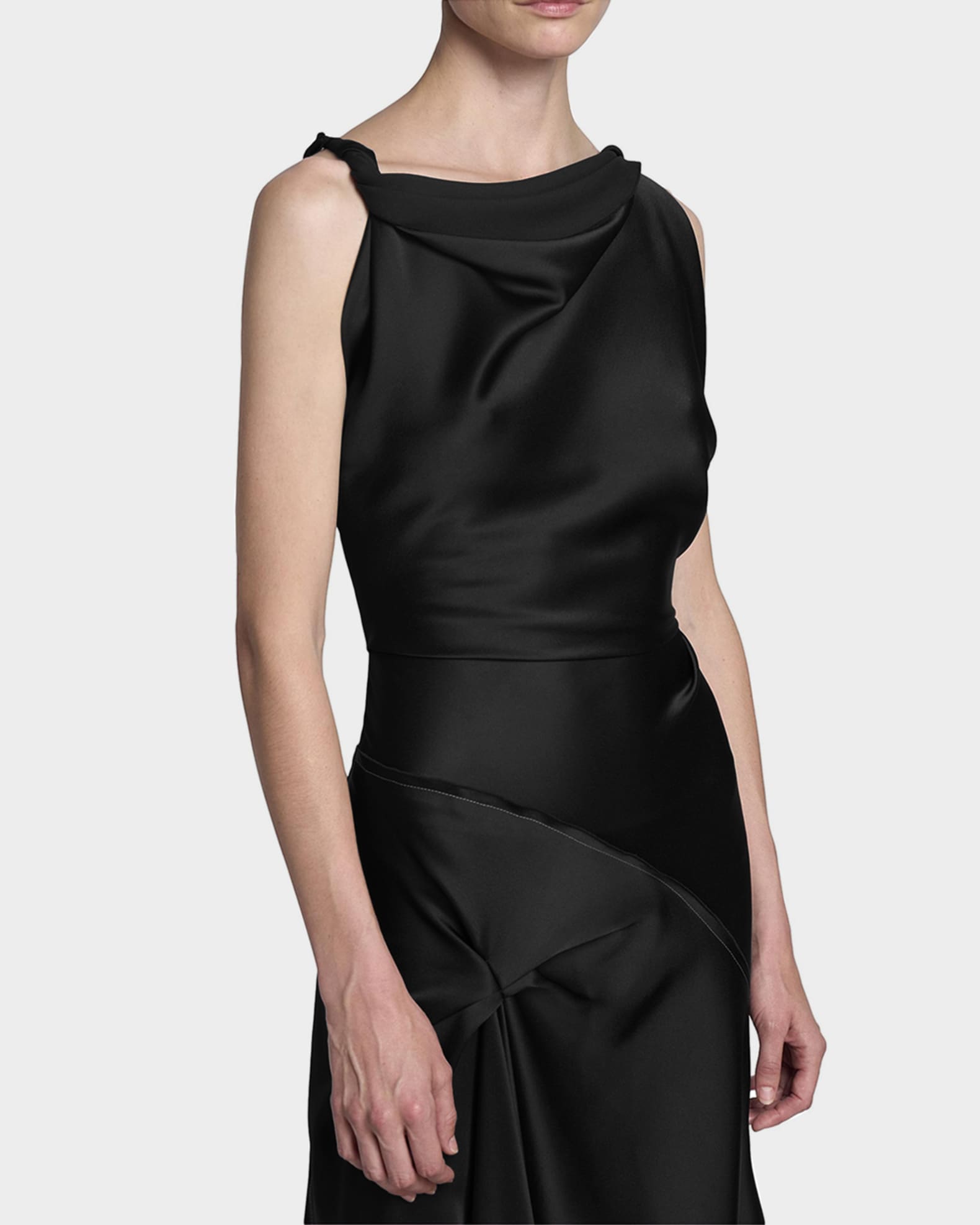 Victoria Beckham Asymmetric Draped Sleeveless Satin Midi Dress | Neiman  Marcus