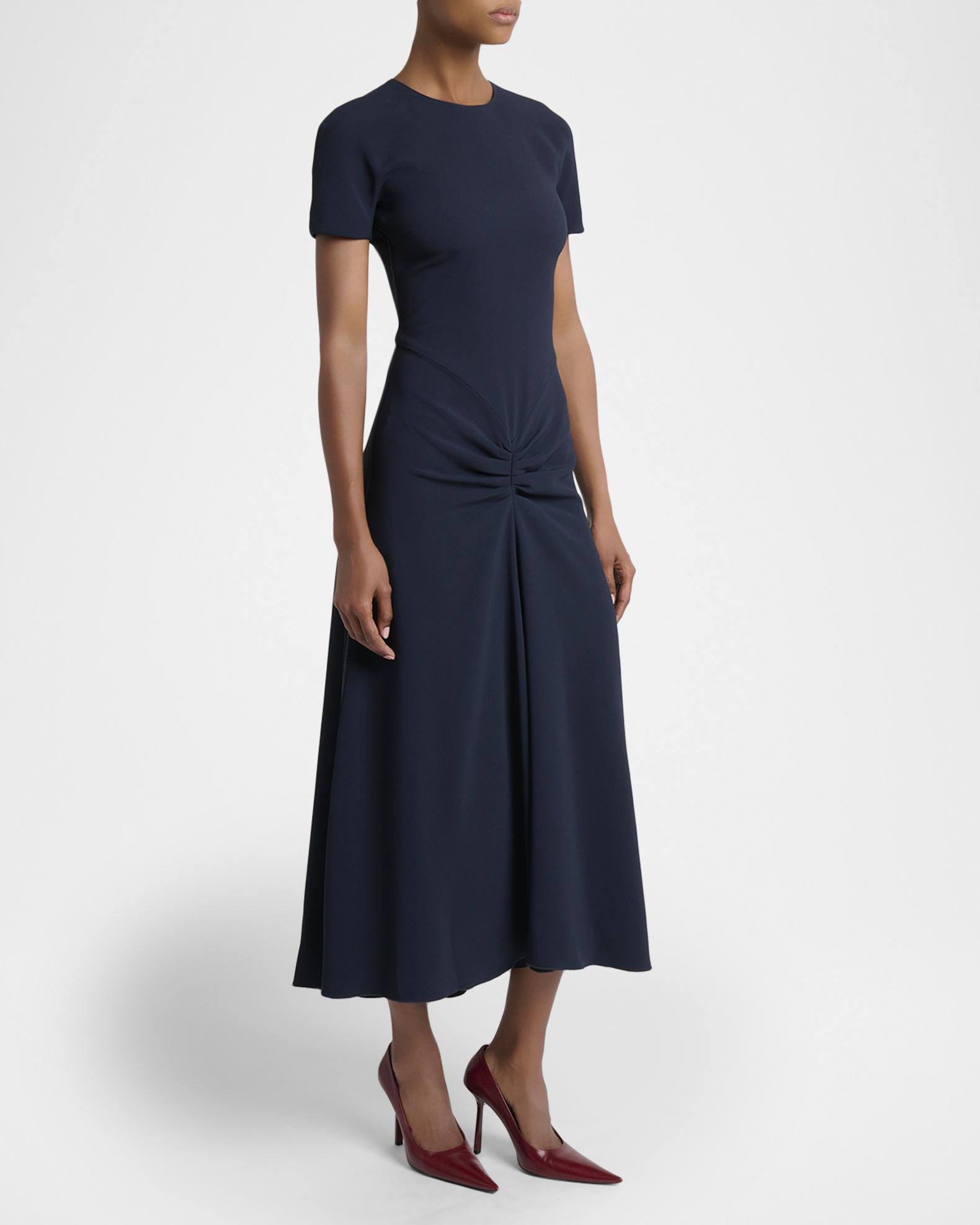 victoria beckham crepe midi dress Victoria Beckham Women's Gathered Stretch Midi-Dress - Navy