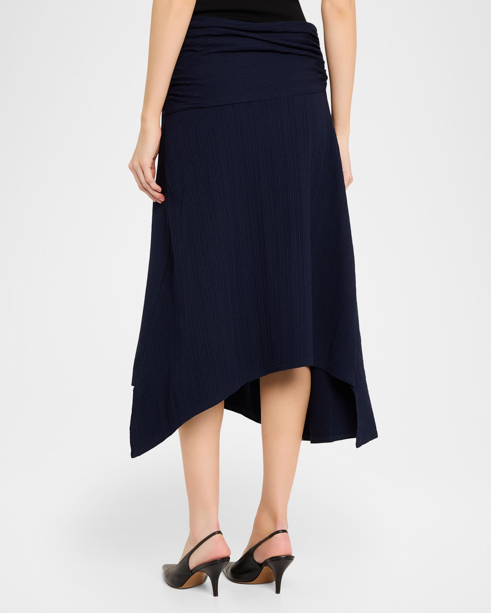 Victoria Beckham Twisted Cotton Plisse Midi Handkerchief Skirt