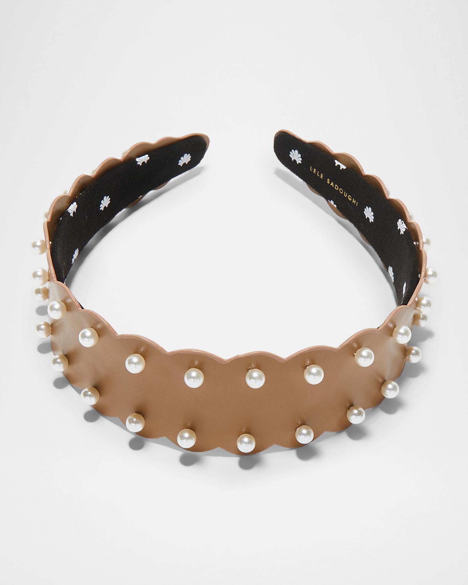 Lele Sadoughi Black Knotted Pearl Headband Gold Logo NEW Lele Sadoughi Charlotte Faux Pearl Sprinkle Headband  main image 2