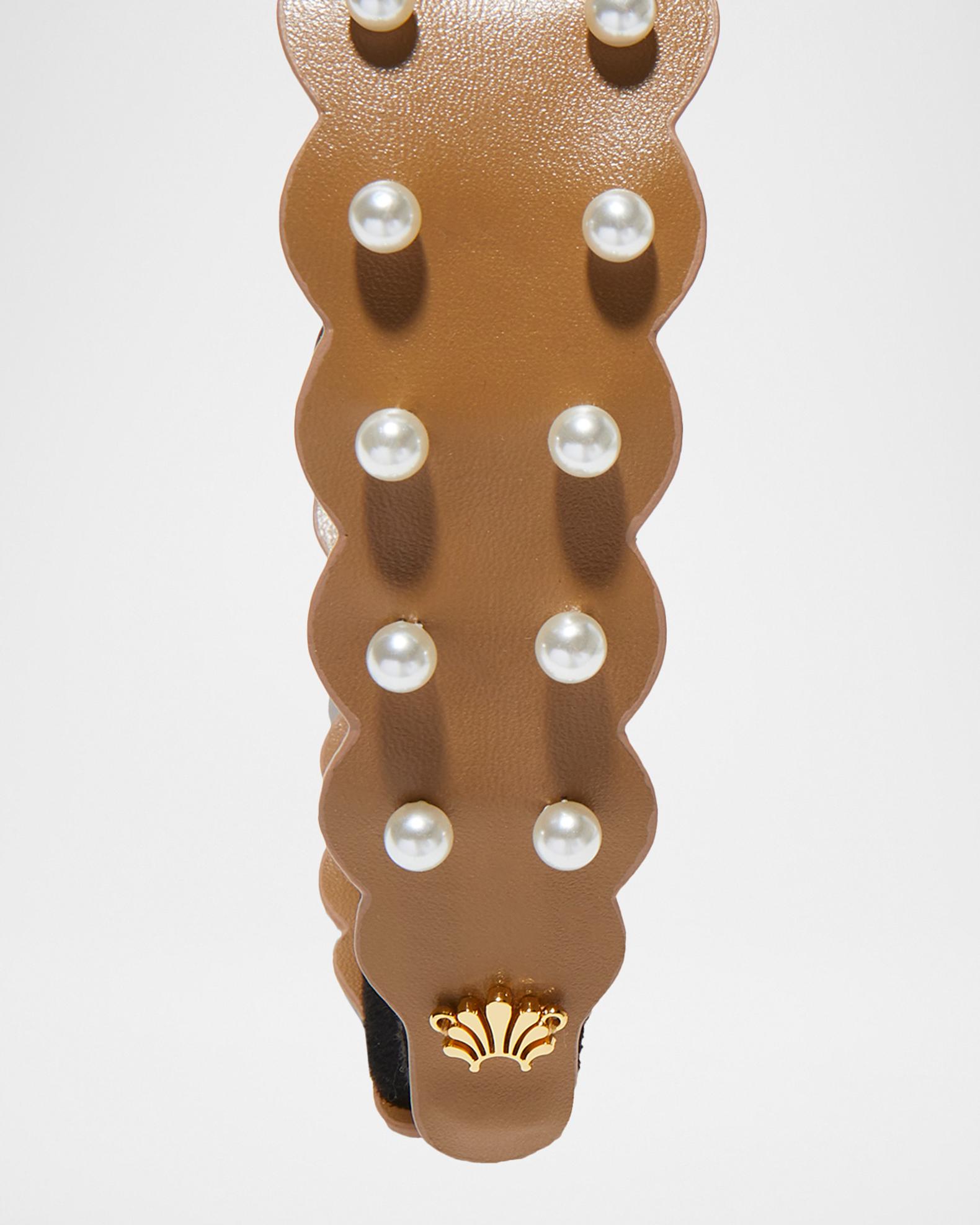 Lele Sadoughi Brown Pearl Embellished Headband Lele Sadoughi Velvet Pearl Knotted Headband - Jet - Murray main image 2