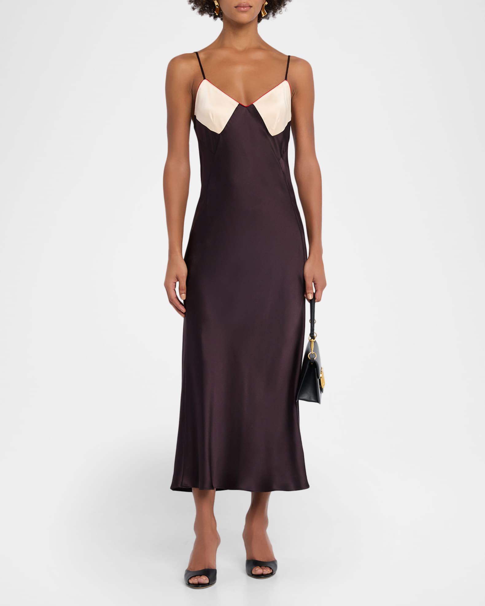 silk dress bias cut Arden Navy Pure Silk Bias Cut Maxi Dress main image 1