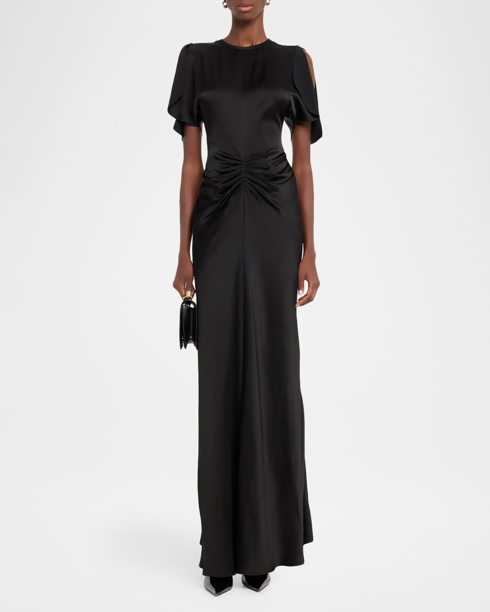 victoria beckham gathered waist floor length dress Caelyn Blue Tiered Maxi Dress