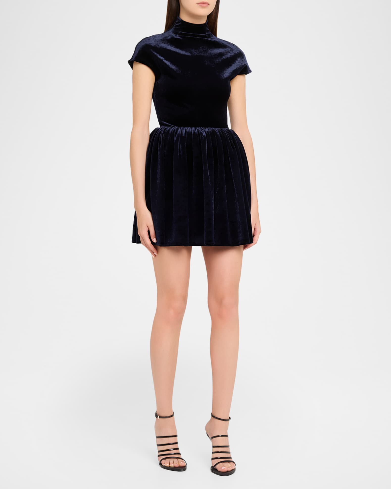 fit and flare velvet mini dress Yachira Burgundy Velvet Lace Flare Sleeve Mini Dress main image 1