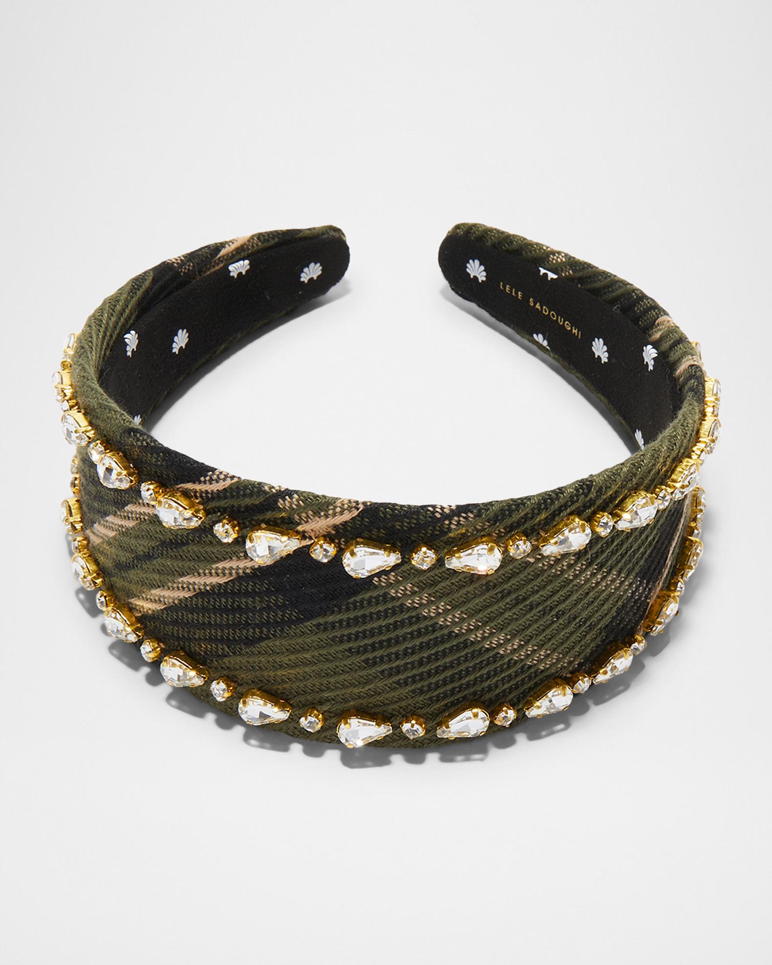 Lele Sadoughi Corduroy Crystal Knotted Headband