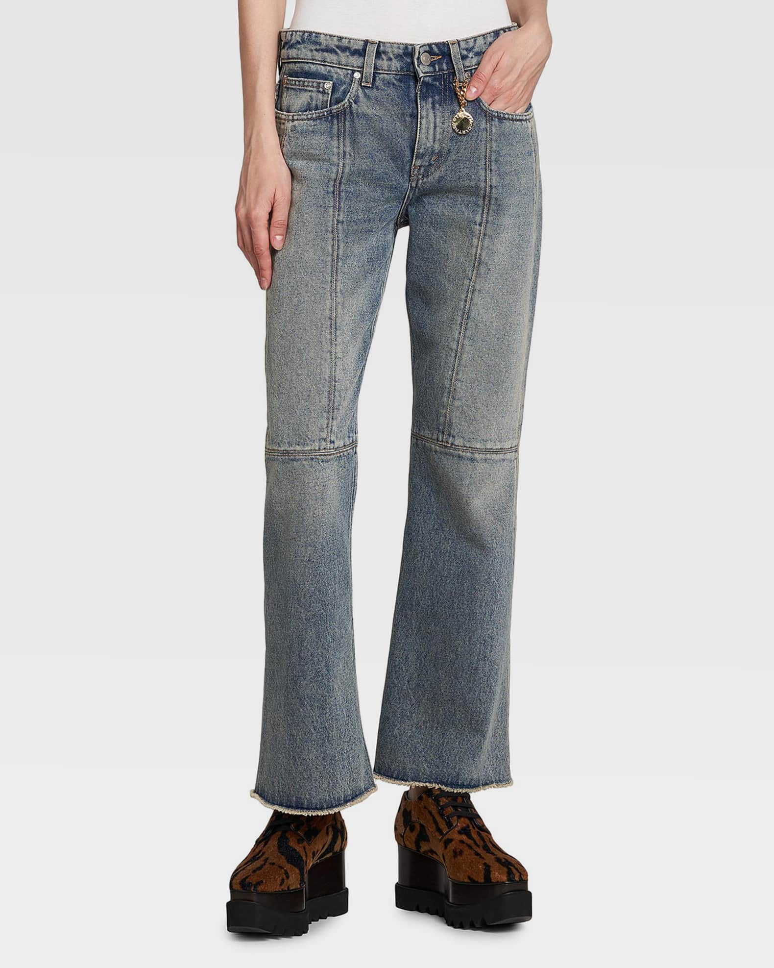Stella McCartney Paneled Kick-Flare Ankle Jeans | Neiman Marcus