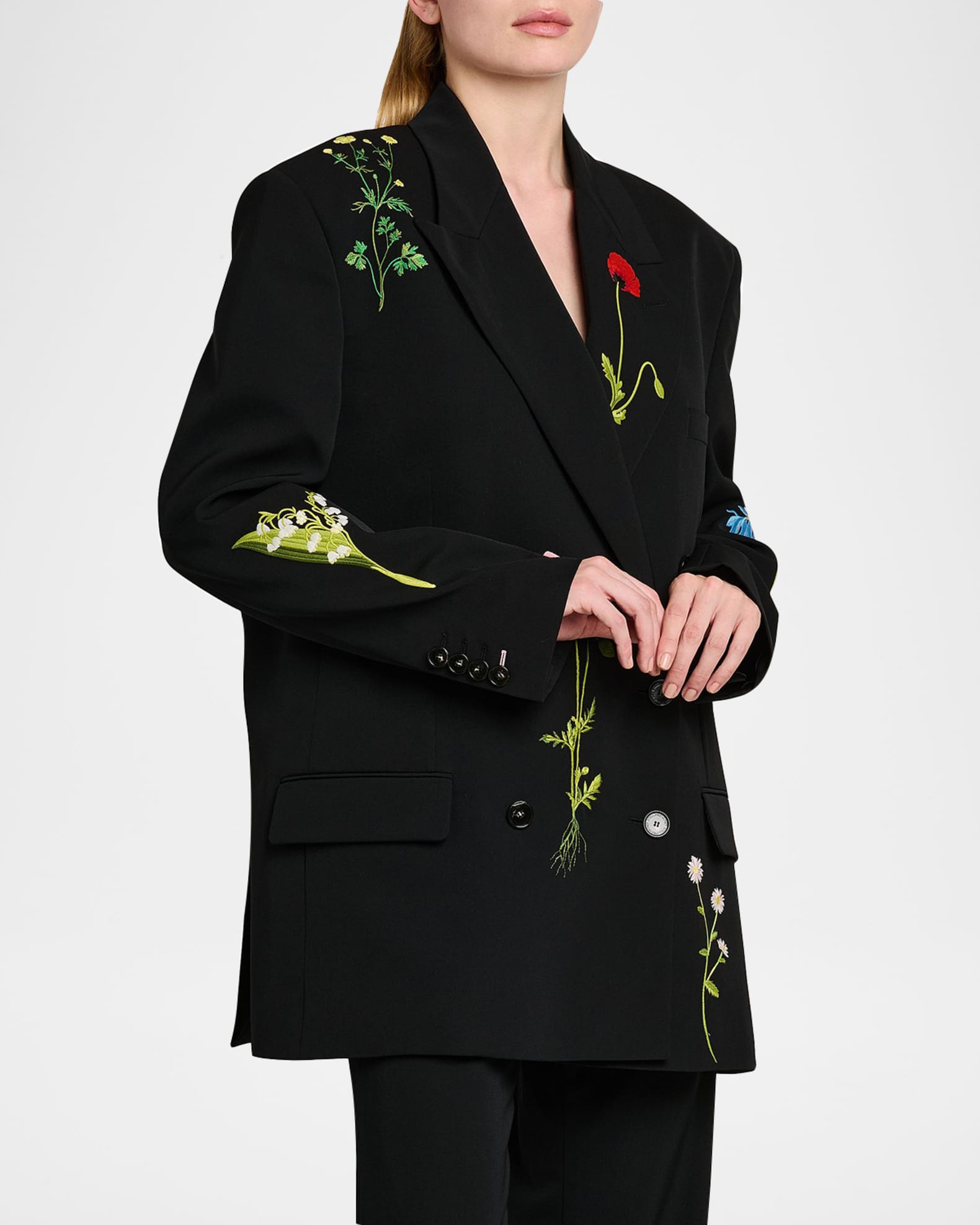 Stella mccartney アンブロイド 刺繍 スイムスーツ Stella McCartney Floral Embroidered Double-Breasted Boyfriend