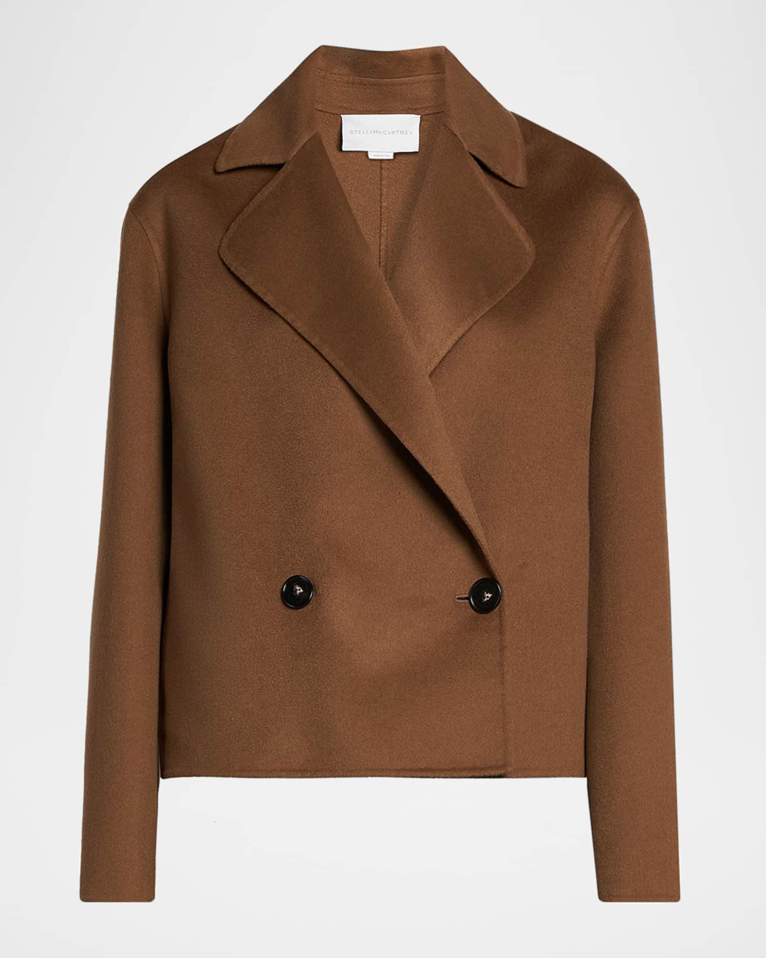 Stella McCartney Double-Breasted Short Wool Peacoat | Neiman Marcus