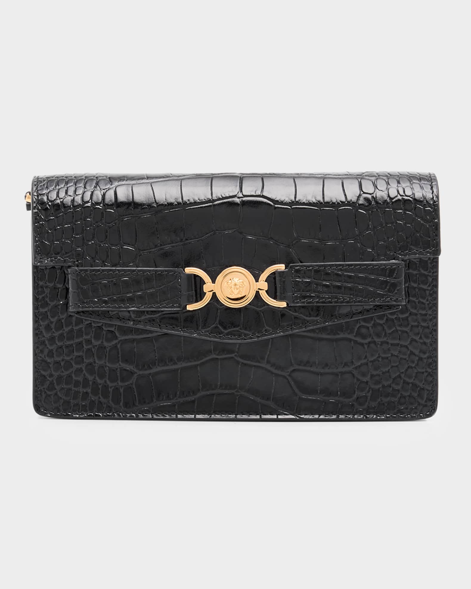 Versace Medusa '95 Croc-Effect Clutch Bag | Neiman Marcus