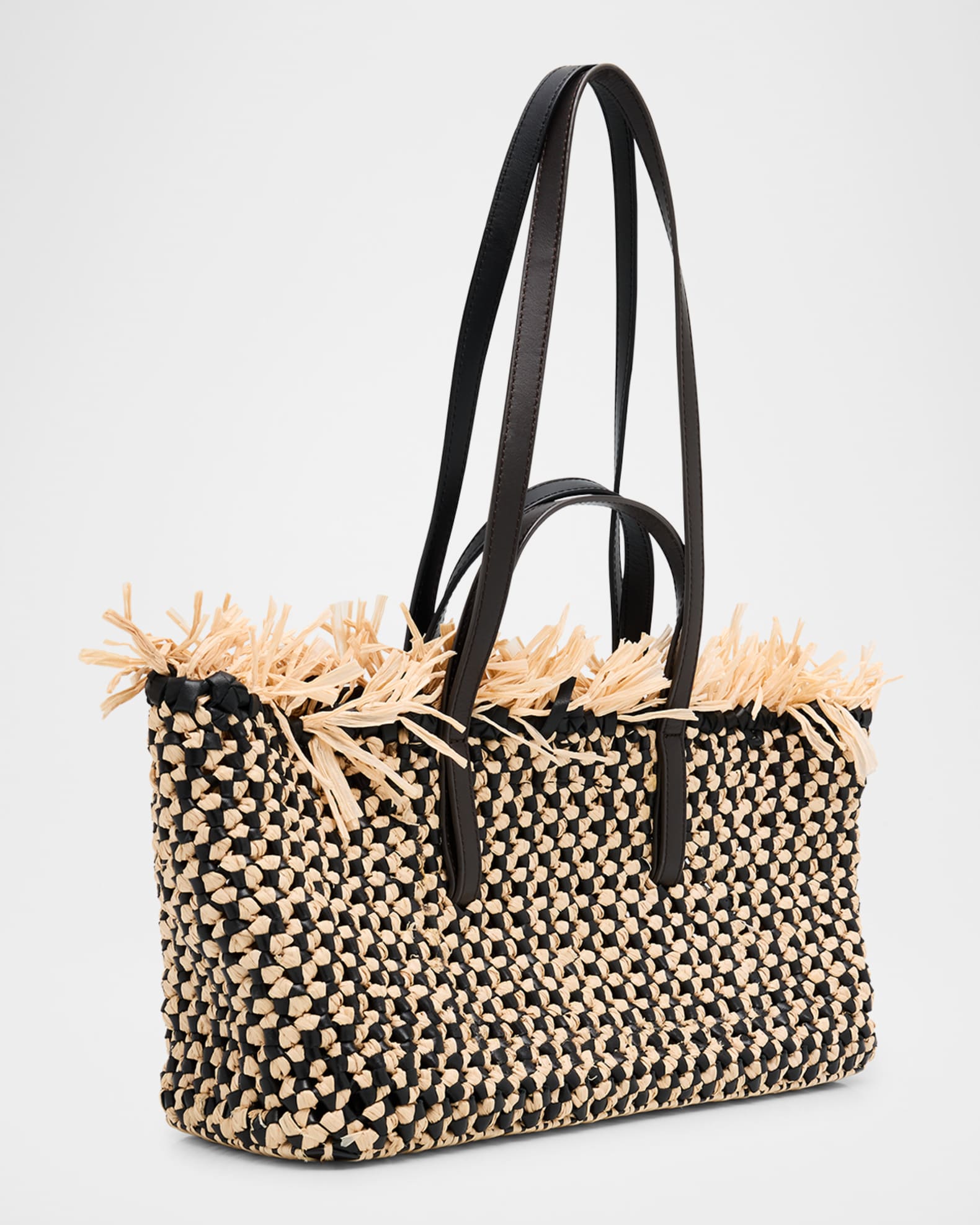 ULLA JOHNSON ウラジョンソン　かご　バッグ Ulla Johnson Lali Small Fringed Woven Raffia Tote Bag | Neiman Marcus