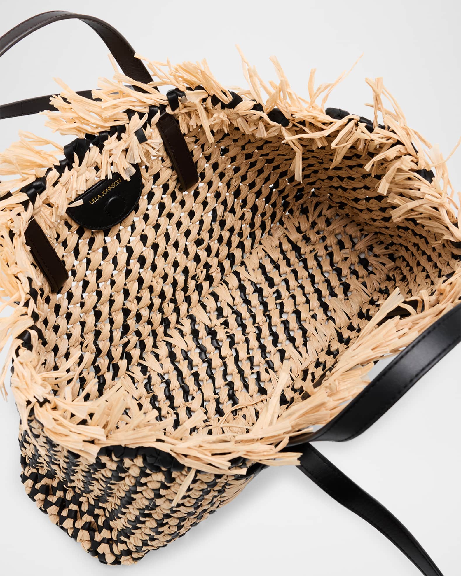 Ulla Johnson Lali Small Fringed Woven Raffia Tote Bag | Neiman Marcus