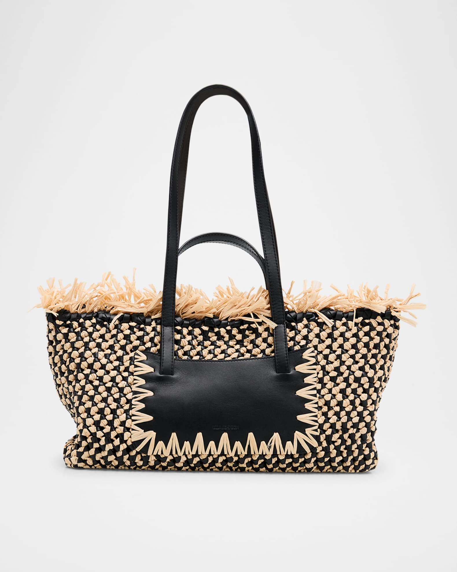 Ulla Johnson Lali Small Fringed Woven Raffia Tote Bag | Neiman Marcus