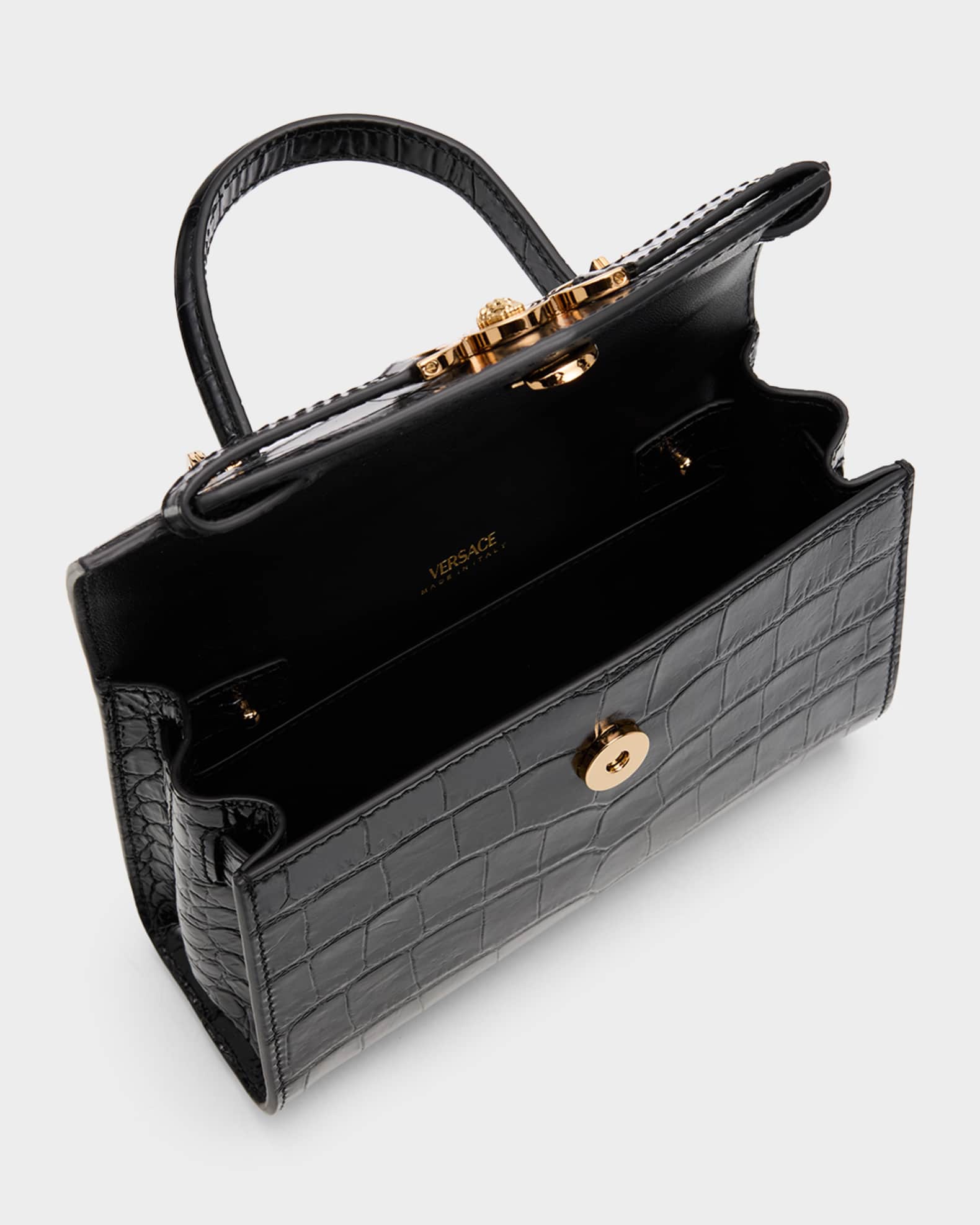 Versace Medusa '95 Croc-Embossed Leather Top-Handle Bag | Neiman