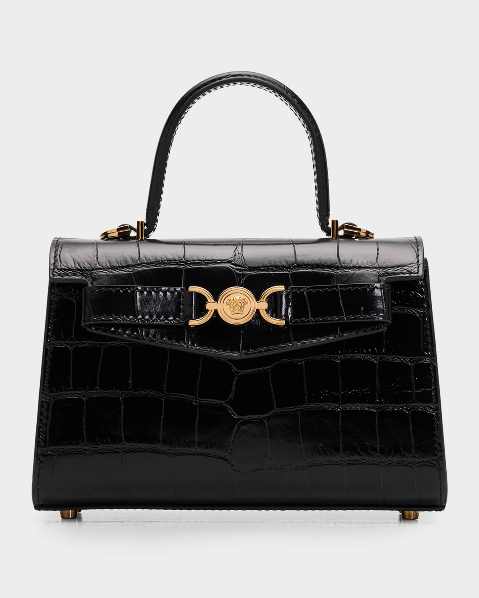 Versace Medusa '95 Croc-Embossed Leather Top-Handle Bag | Neiman