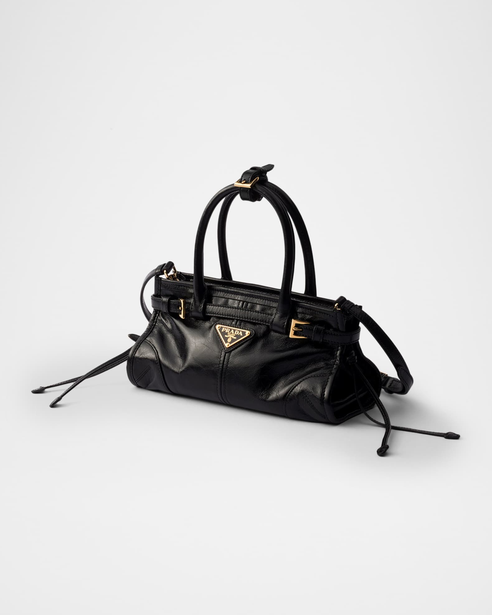 Prada Bonnie Small Glossy Leather East-West Top-Handle Bag