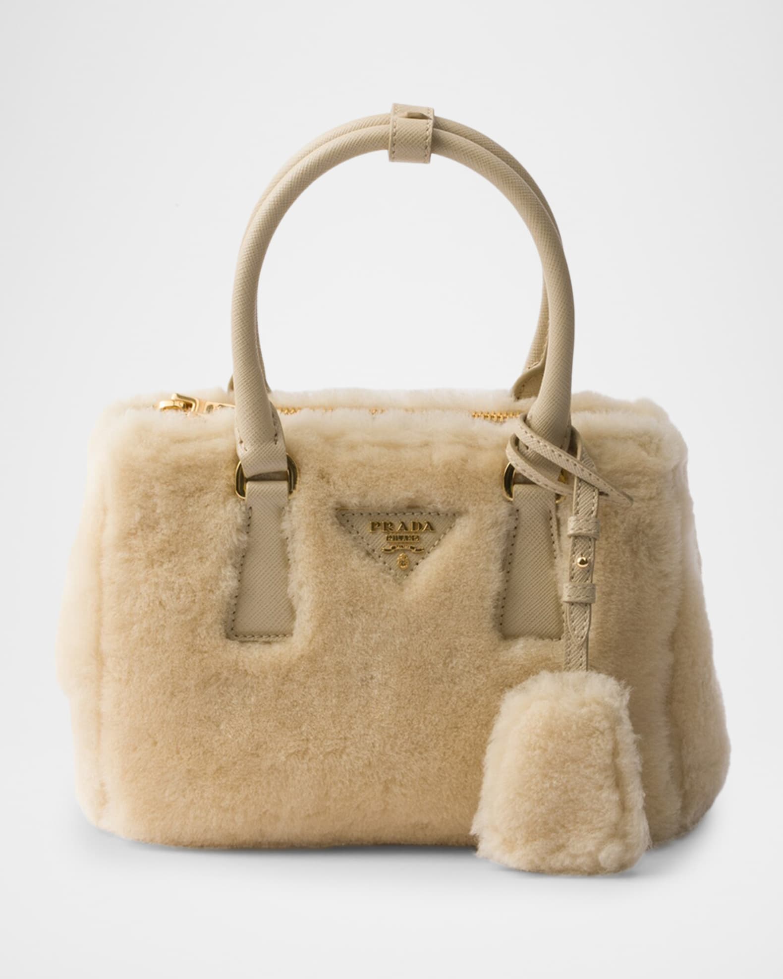 Prada Galleria Mini Sheep Shearling Shoulder Bag | Neiman Marcus