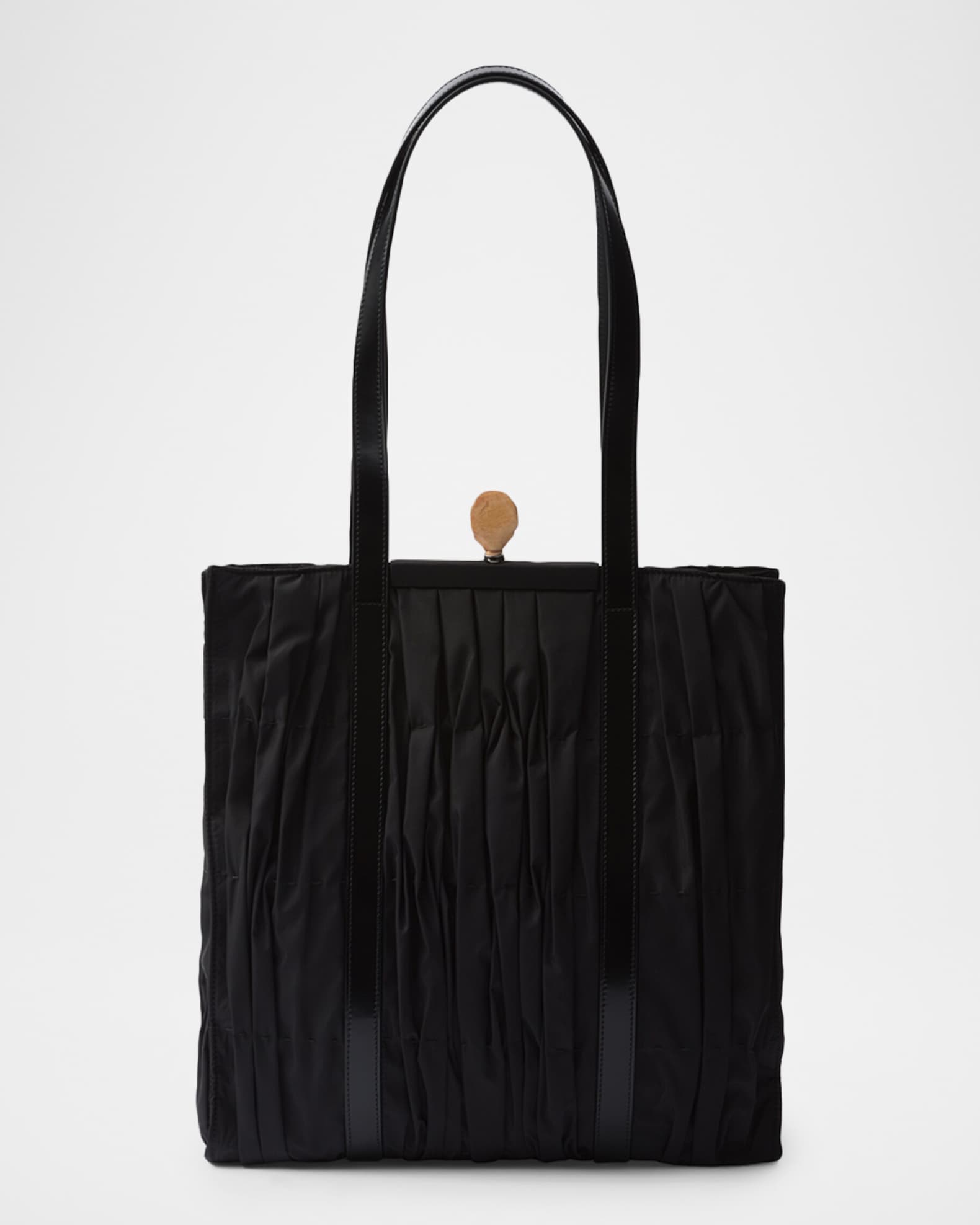 Prada Re-Nylon Pleated Medium Tote Bag with Mythological Figure