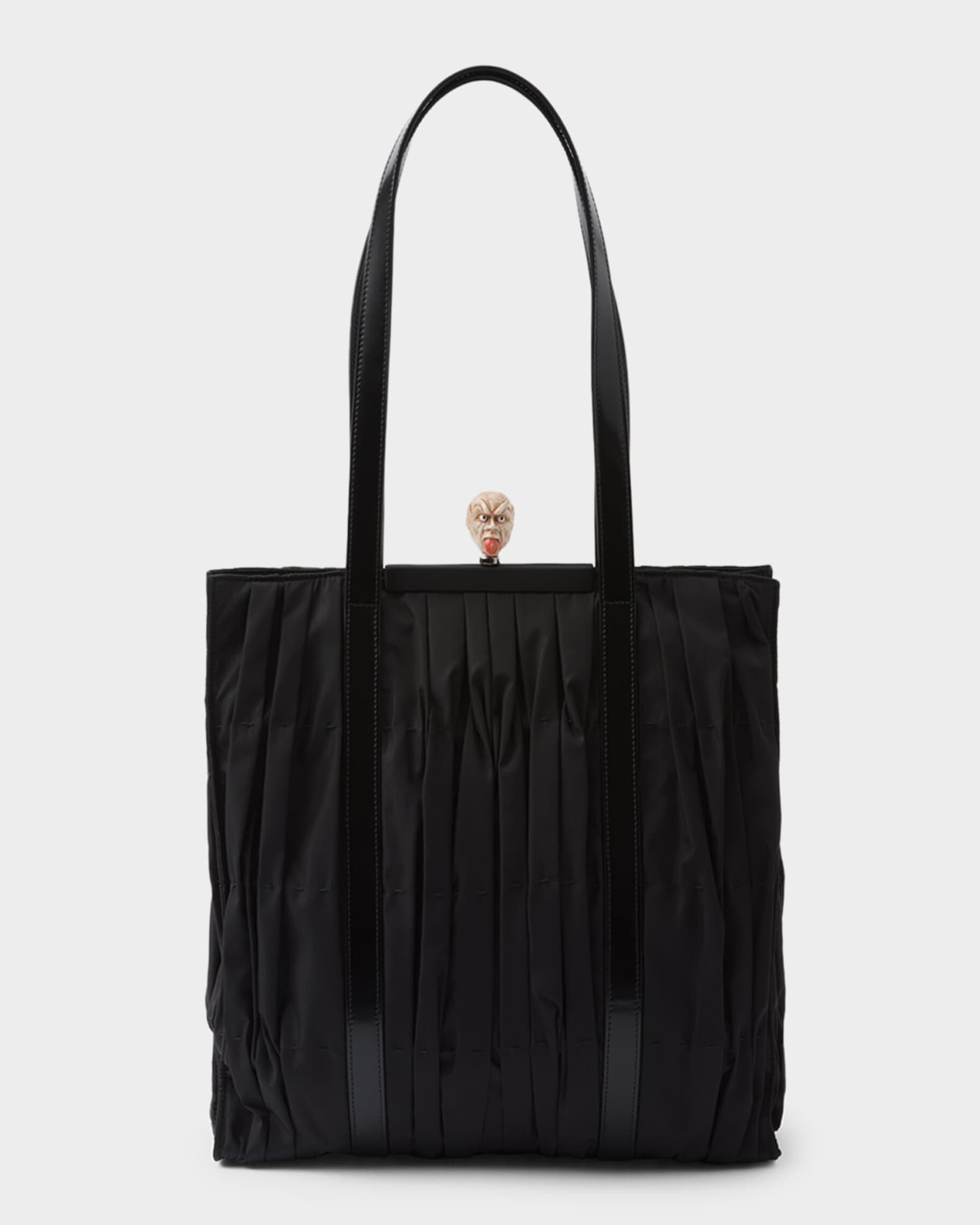 Prada Re-Nylon Pleated Medium Tote Bag with Mythological Figure
