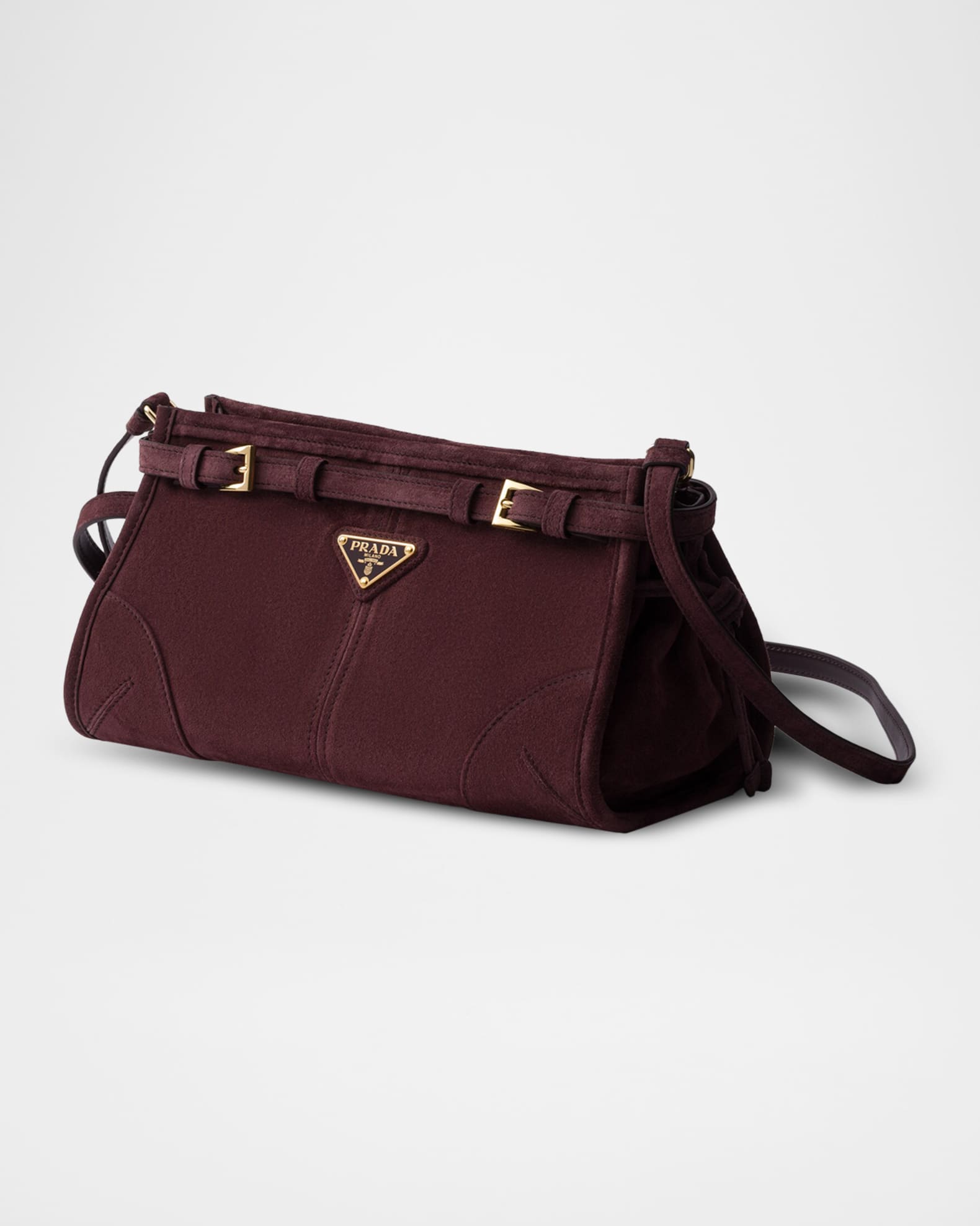 Prada Bonnie Small Suede East-West Shoulder Bag | Neiman Marcus