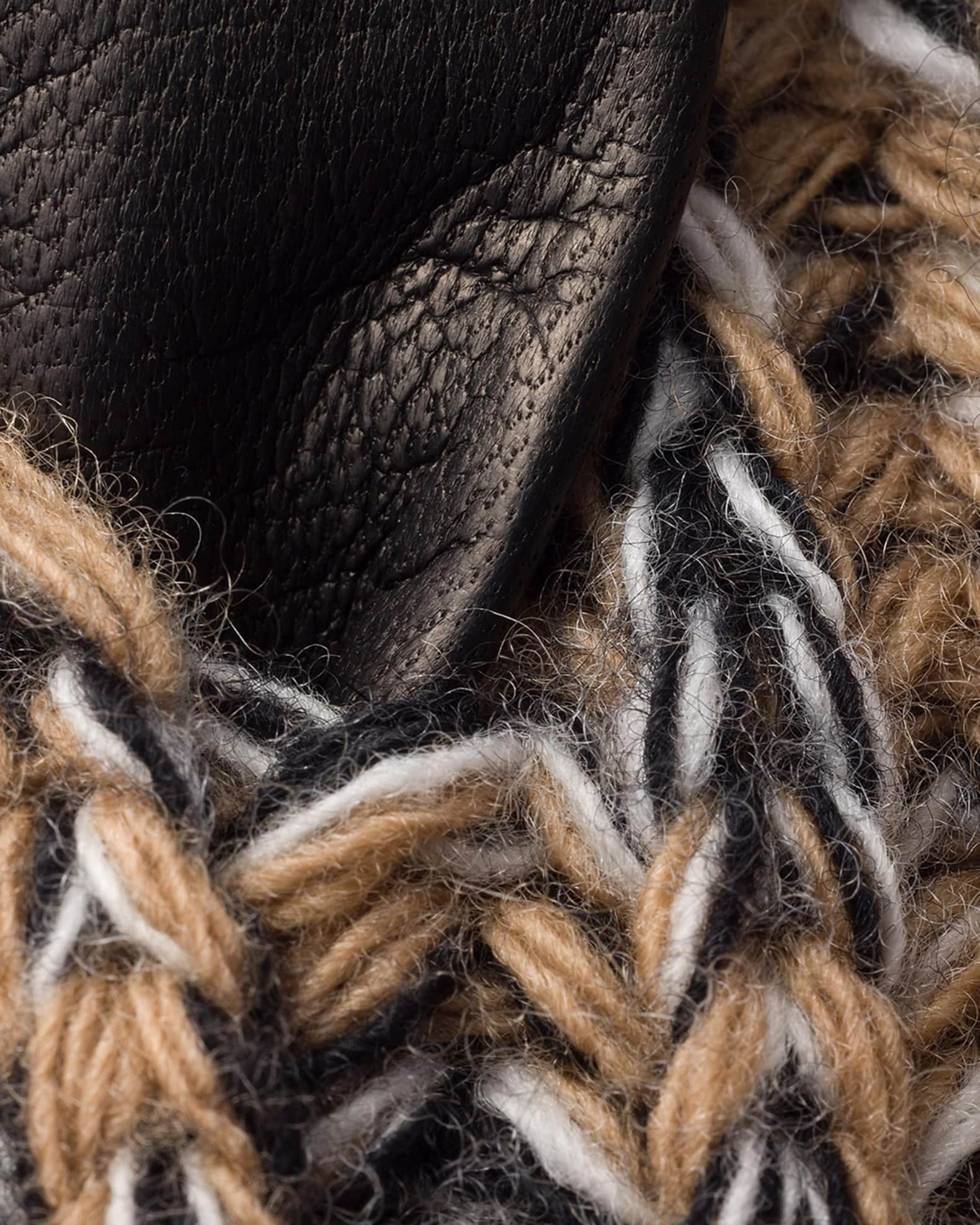 Prada Nappa Leather And Melange Knit Gloves | Neiman Marcus