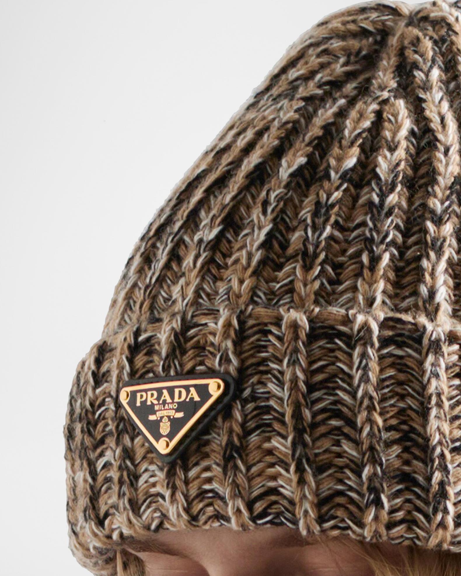 Prada Melange Wool Rib Beanie | Neiman Marcus display picture 2