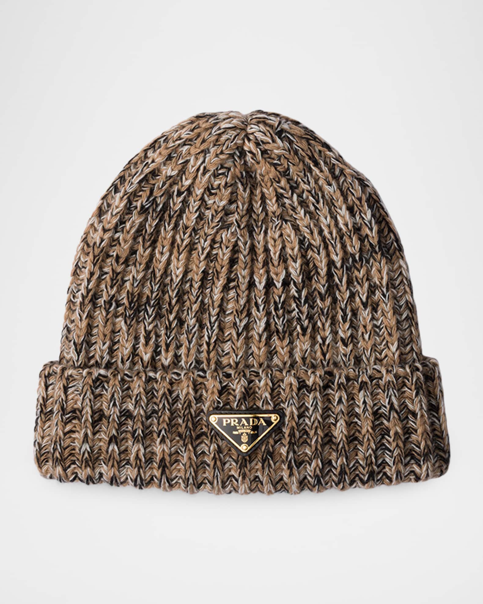 prada ビーニー Prada Melange Wool Rib Beanie | Neiman Marcus