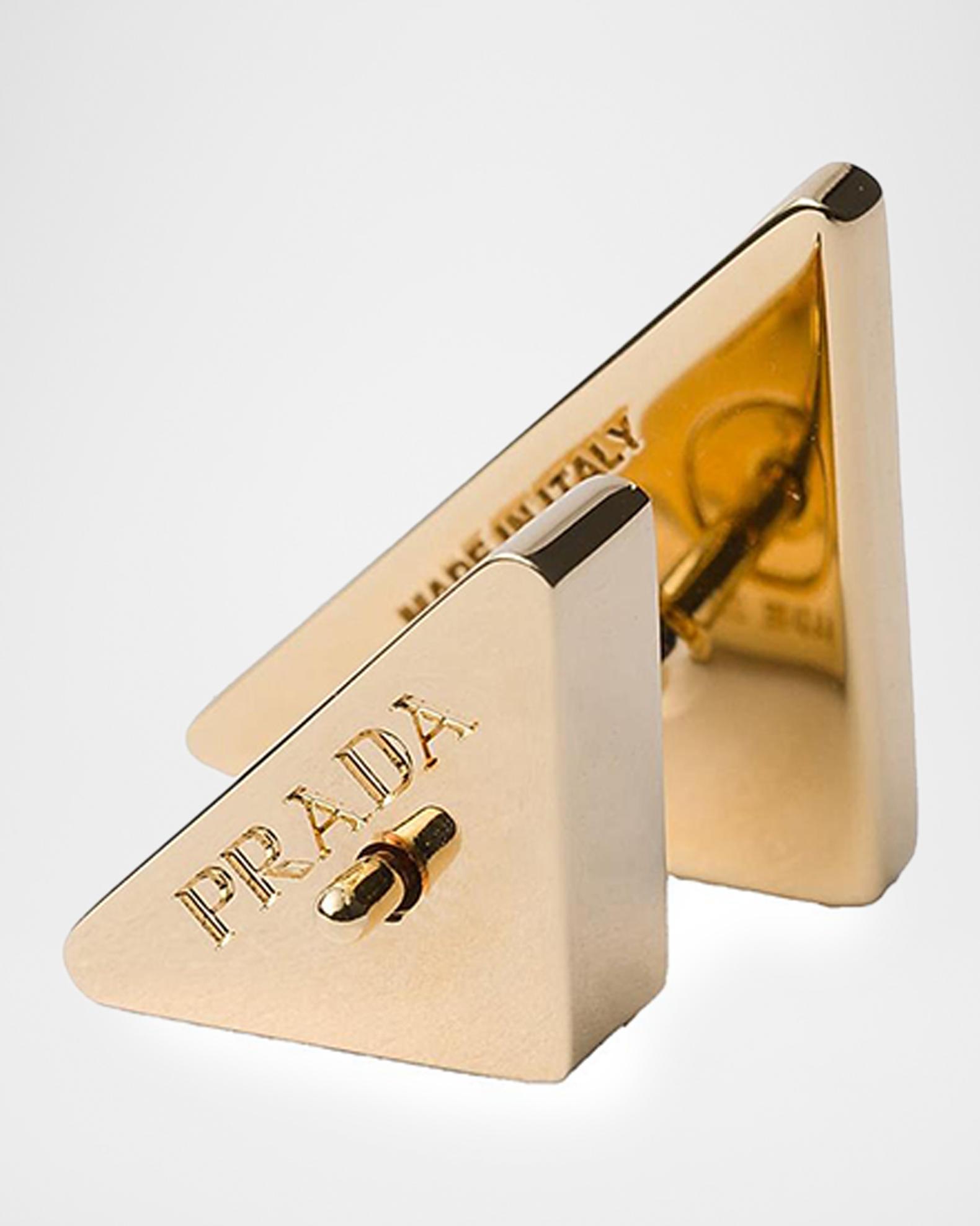 Prada Enameled Triangle Stud Earrings | Neiman Marcus