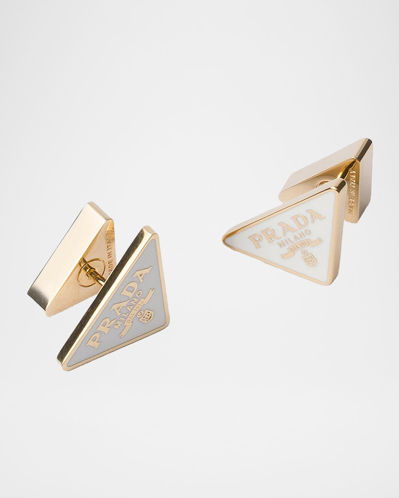 Prada Enameled Triangle Stud Earrings | Neiman Marcus