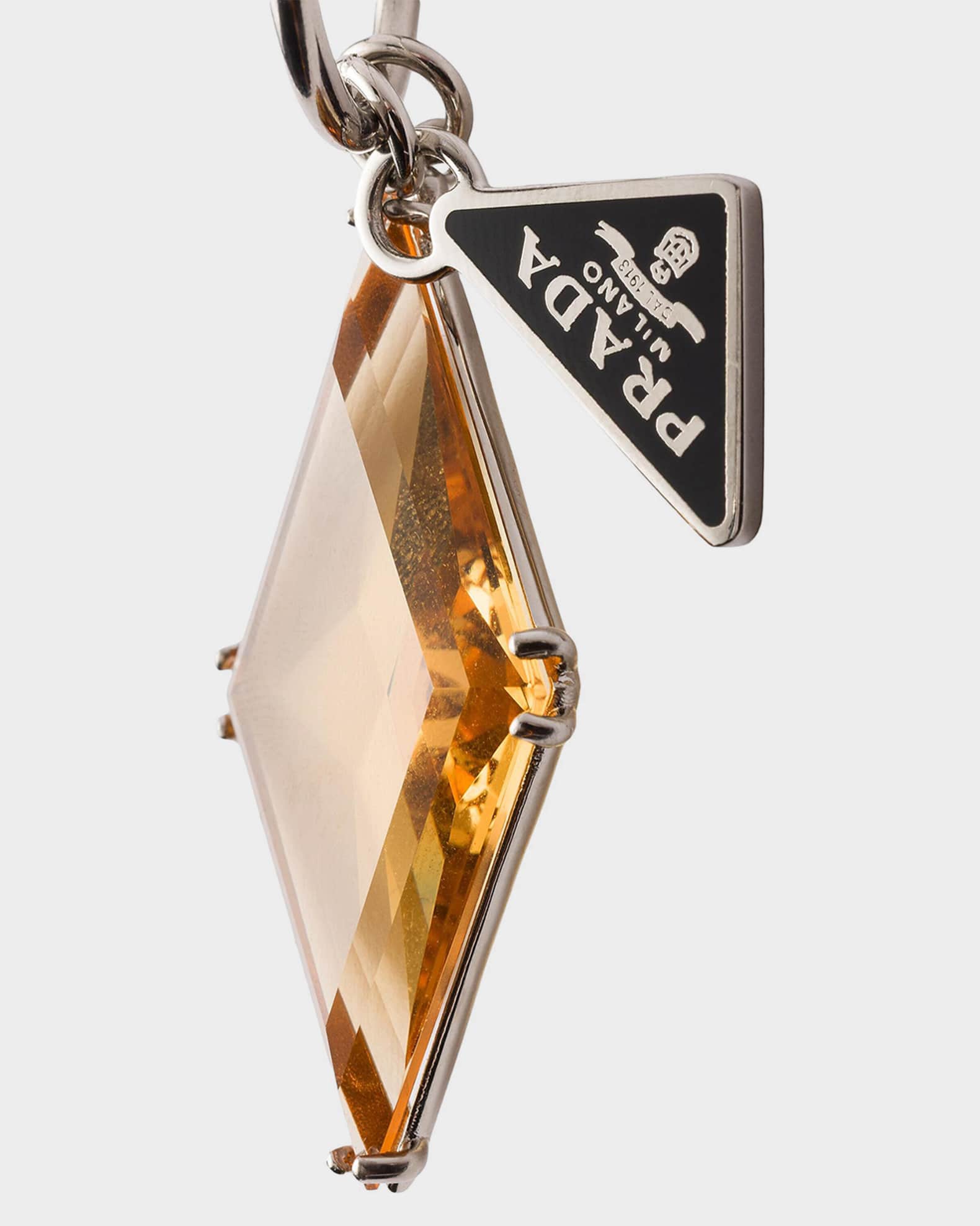 Symbole Prada Triangle Charm Prada Enameled Metal Keychain, Woman