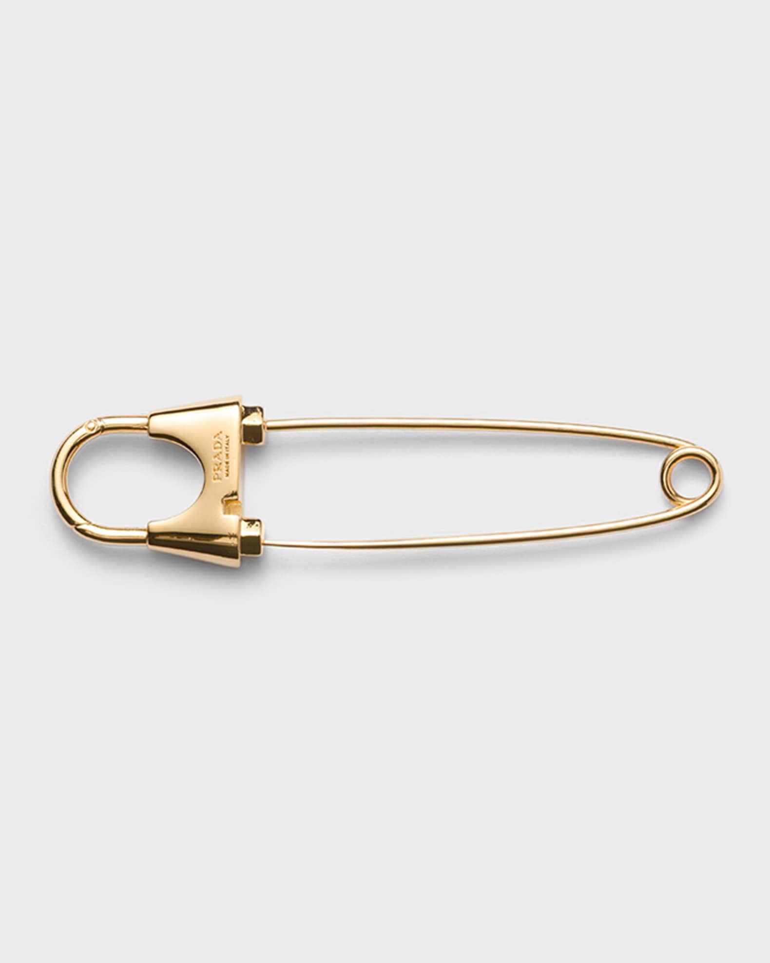 Prada Brass Safety-Pin Brooch | Neiman Marcus