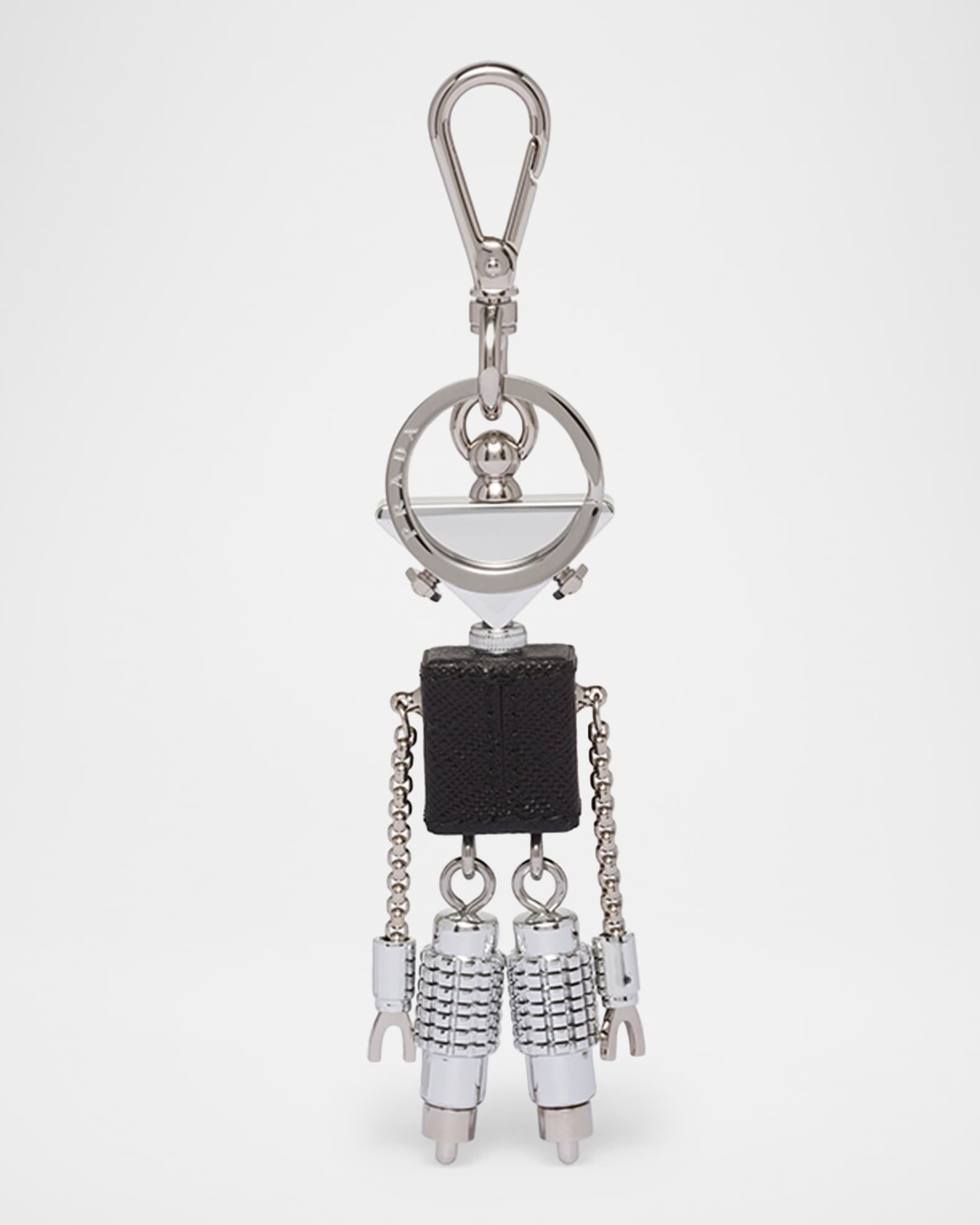 Prada Metal & Saffiano Leather Robot Bag Charm | Neiman Marcus