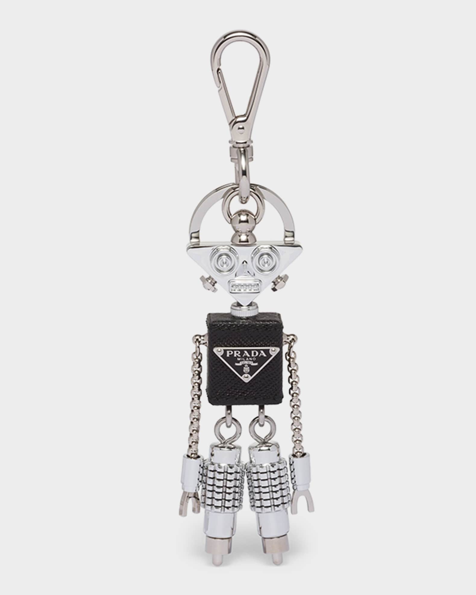 Prada Metal & Saffiano Leather Robot Bag Charm | Neiman Marcus