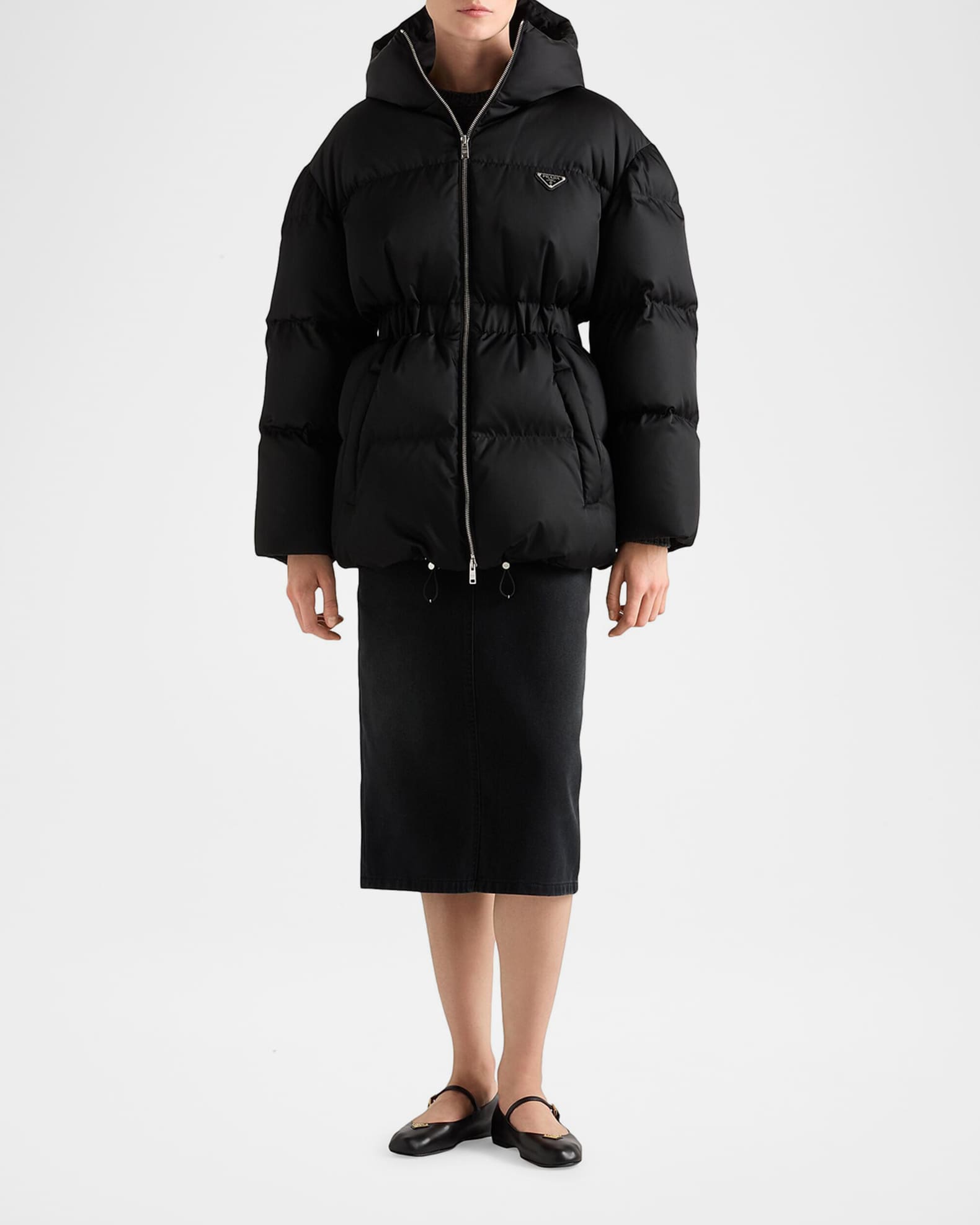 Prada Re-Nylon Hooded Down Jacket | Neiman Marcus
